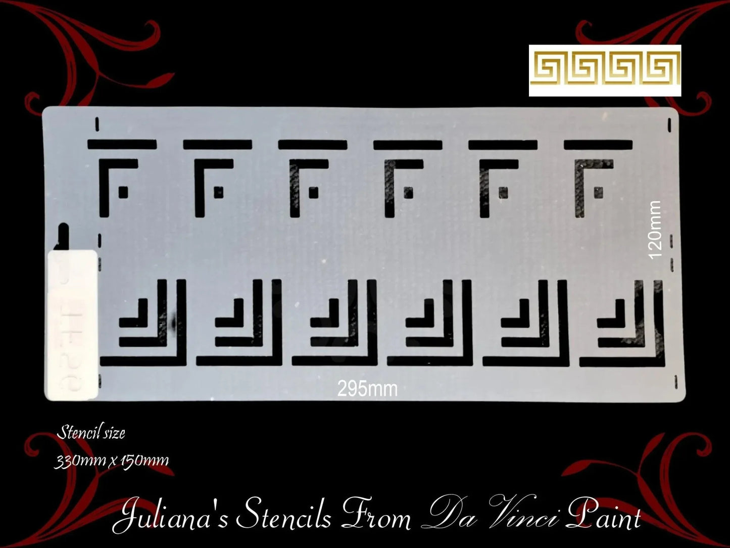 Greek Key Border vintage furniture paint stencil 330mm x 115mm - Vintique Concepts