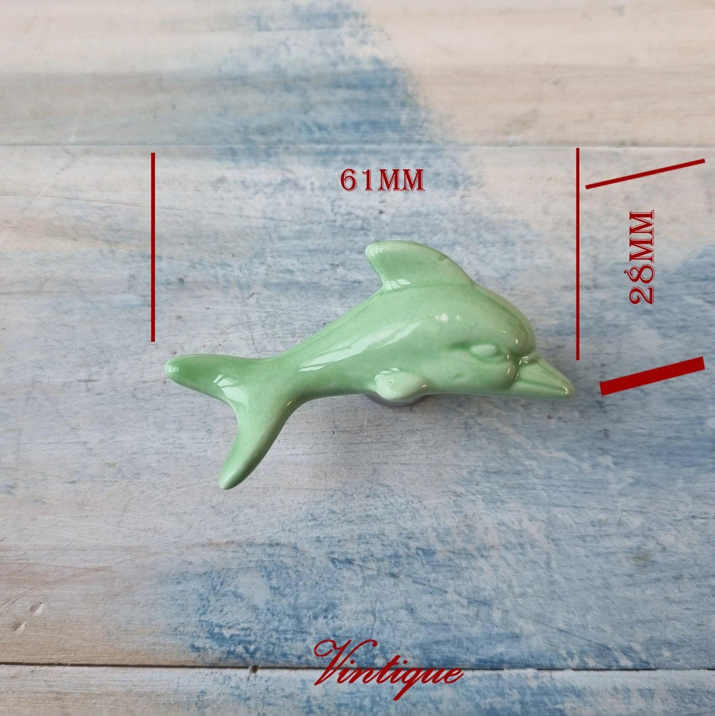GREEN DOLPHIN Ceramic Cabinet Drawer Knob 61 x 28mm-Vintique Concepts