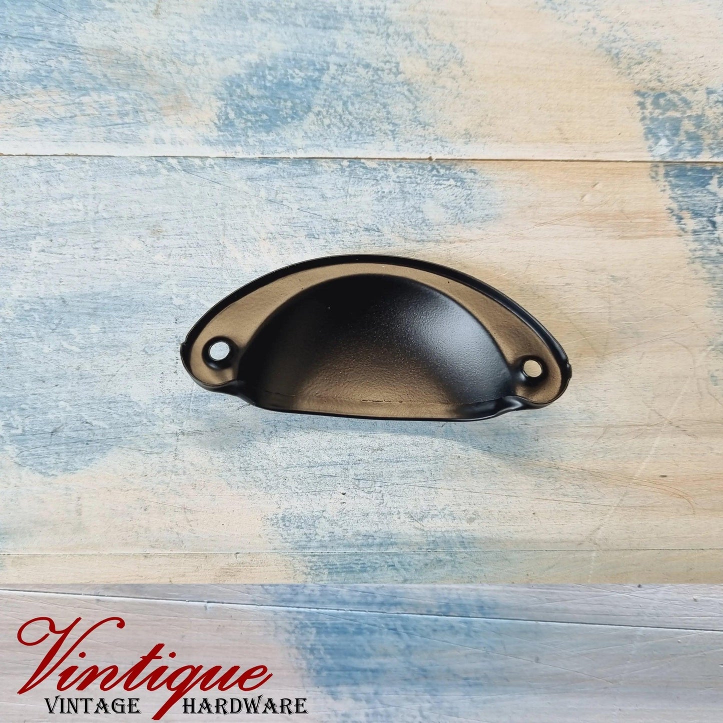 Half Moon Drawer Pull Handle Black 86mm-Vintique Concepts