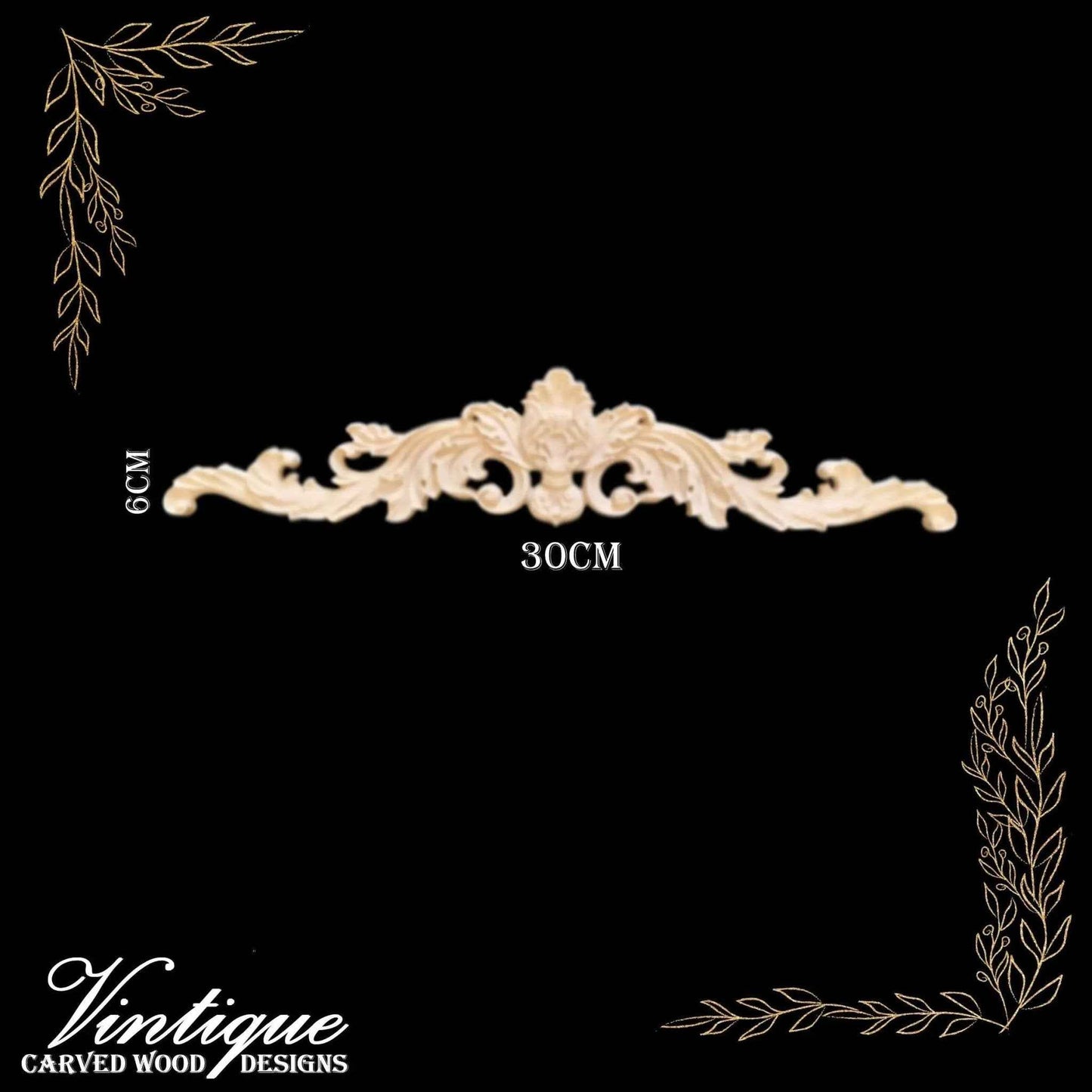 Hapsburg Flush Centre Wooden Applique 30cm x 6cm