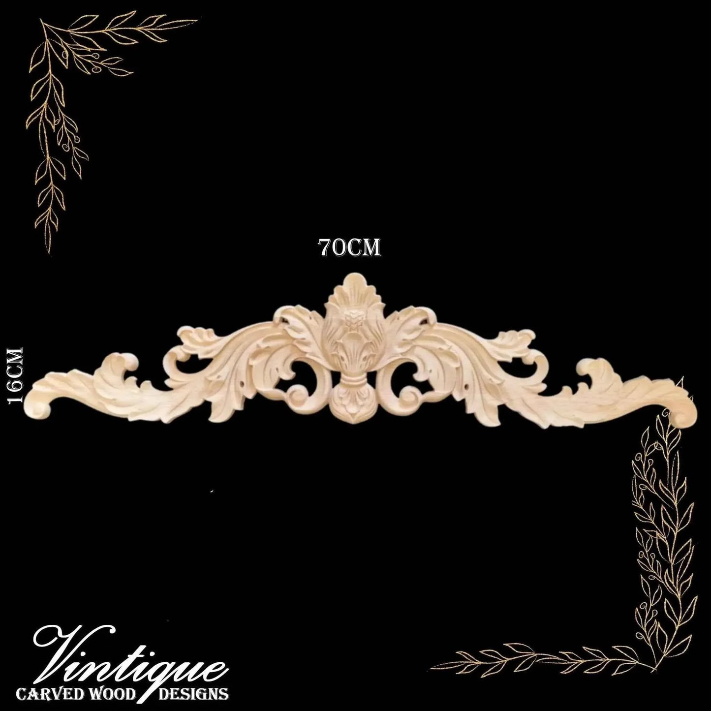 Hapsburg Flush Centre Wooden Applique 70cm x 16cm - Vintique Concepts