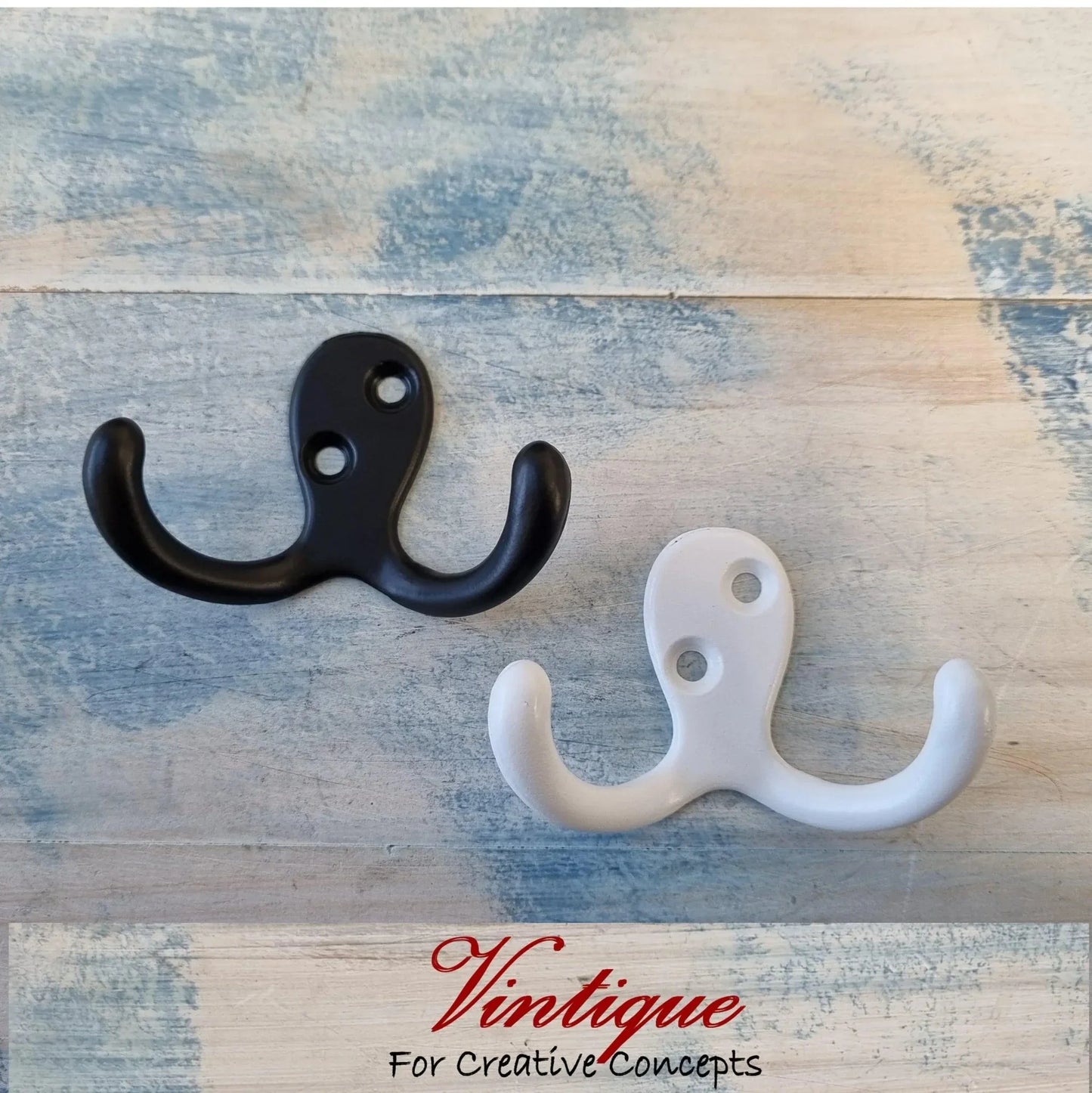 Heavy Duty 2 prong Coathook WHITE 72mm x 51mm - Vintique Concepts