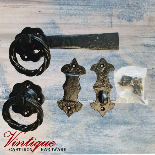 Heavy Duty Cast Iron Gate latch set 187mm Long-Vintique Concepts