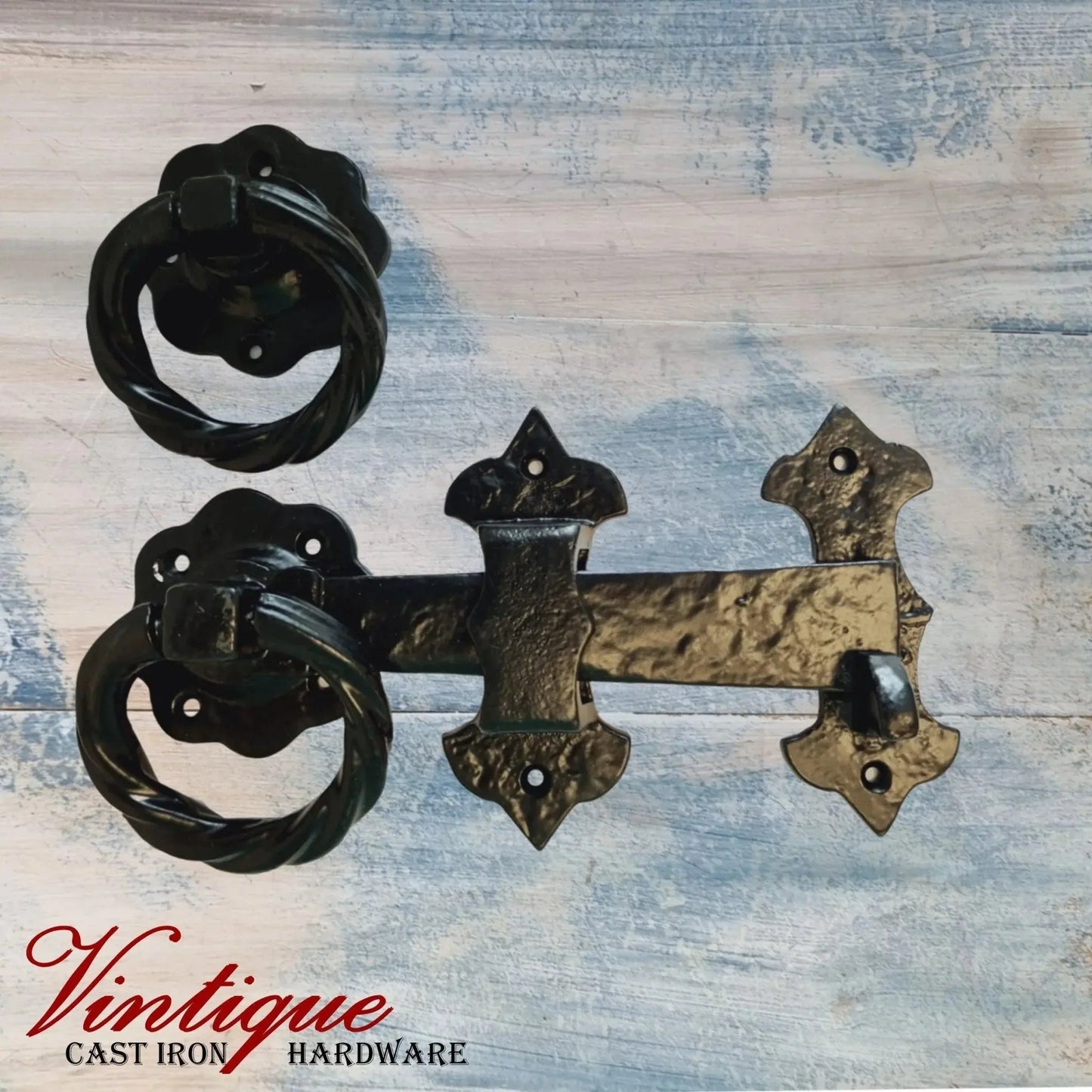 Heavy Duty Cast Iron Gate Latch Set 187mm Long - Durable and Reliable - Vintique Concepts