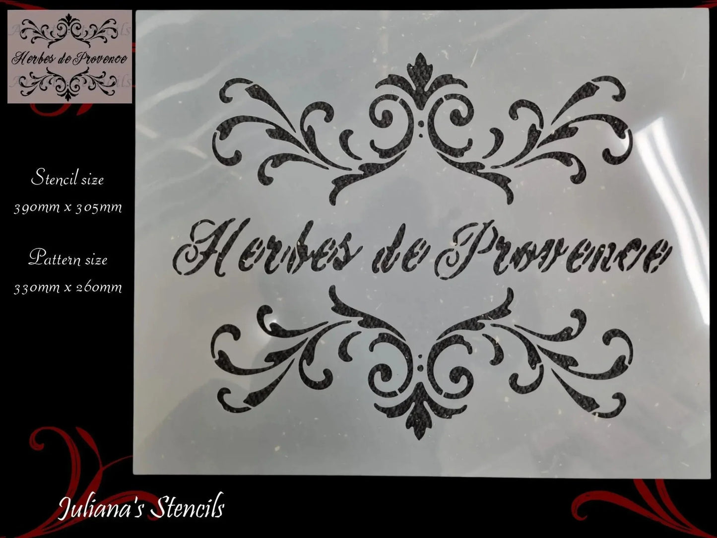 HERBES DE PROVENCE French PREMIUM furniture Paint stencil 390 x 305mm - Vintique Concepts