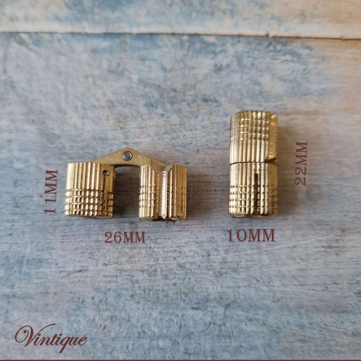Invisible or concealed Brass Barrel Hinge - Hinged Design in 3 Sizes - Vintique Concepts