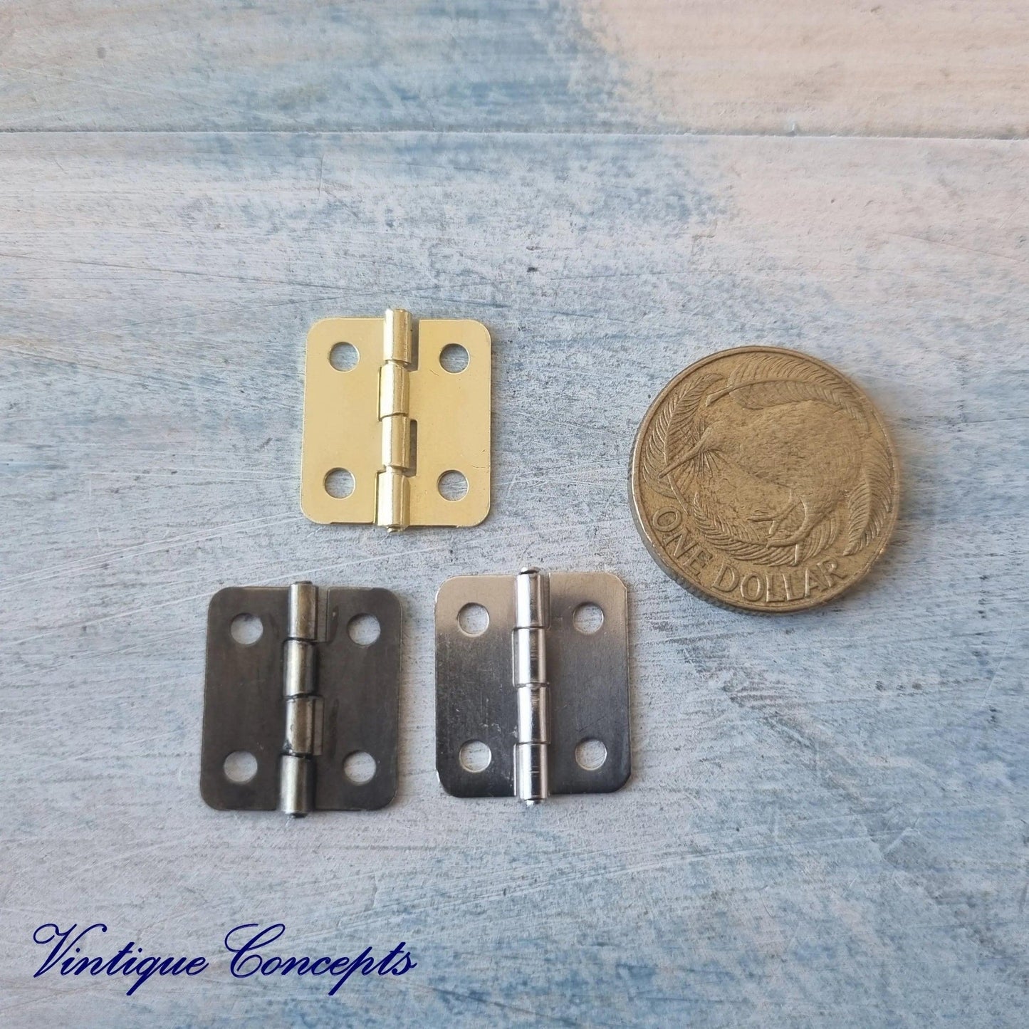 Itsy Bitsy Gold Butt Hinge 18mm x 16mm-Vintique Concepts