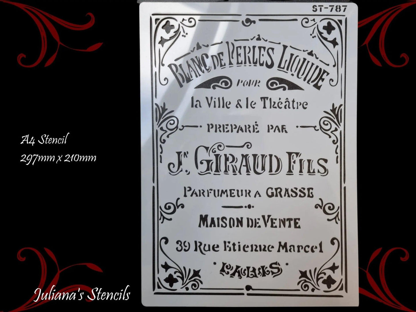 J Giraud Fils French furniture and wall Paint Stencil-Vintique Concepts