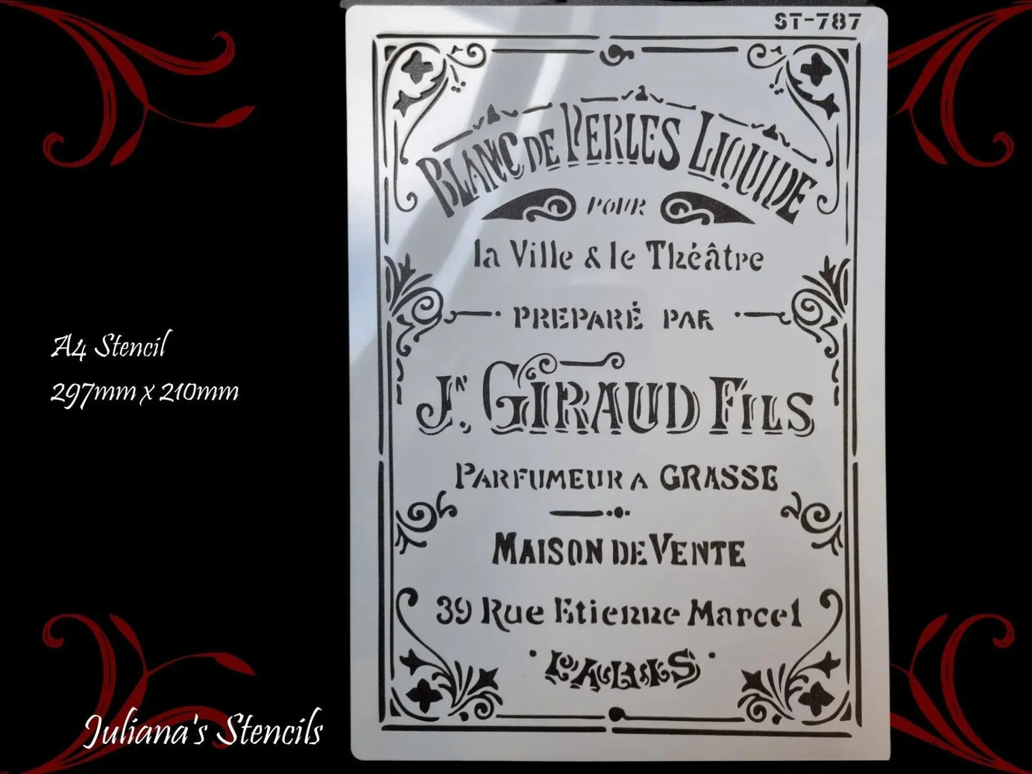 J Giraud Fils French furniture and wall Paint Stencil - Vintique Concepts