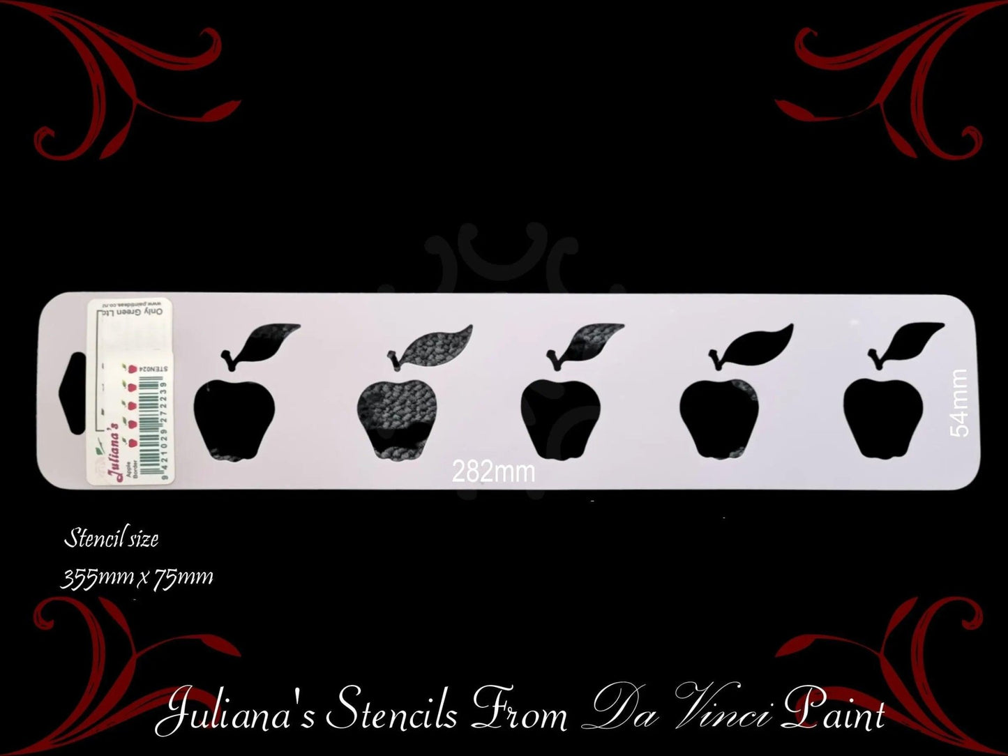 Juicy Apples border contemporary furniture paint stencil 355mm x 75mm-Vintique Concepts