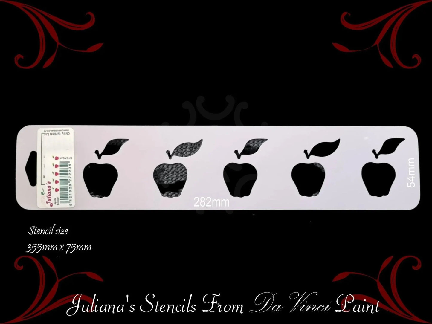 Juicy Apples border contemporary furniture paint stencil 355mm x 75mm - Vintique Concepts