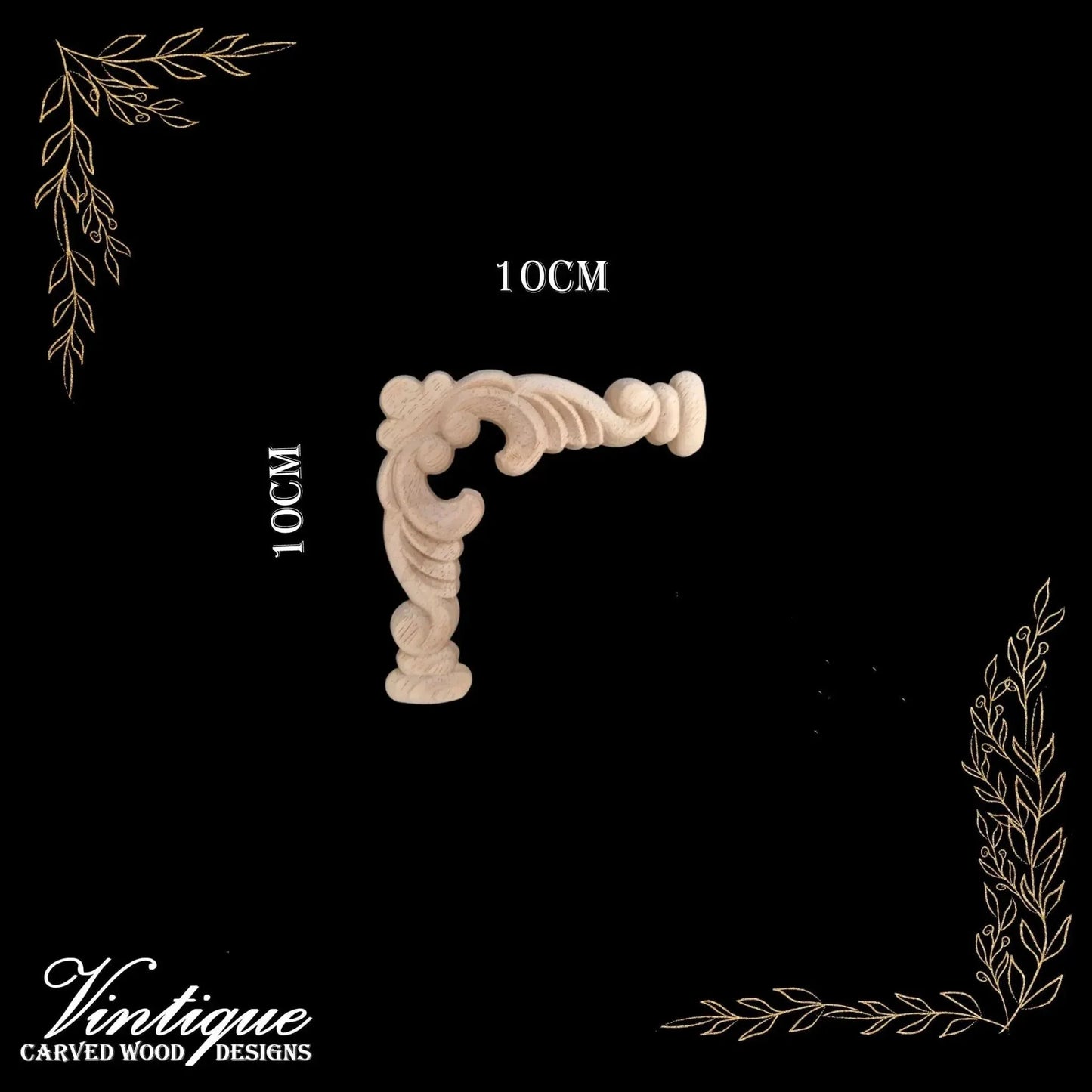 Kensington Petals Wooden Applique 10cm x 10cm Corner Decor - Vintique Concepts