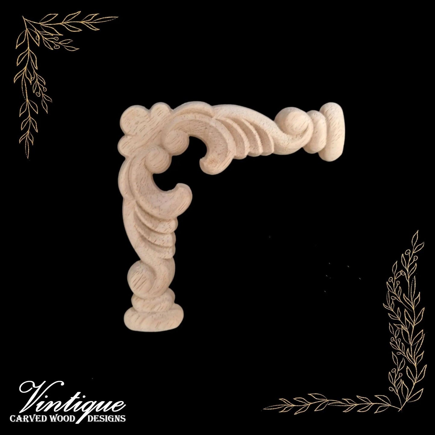 Kensington Petals Corner wooden Applique 15cm x 15cm-Vintique Concepts