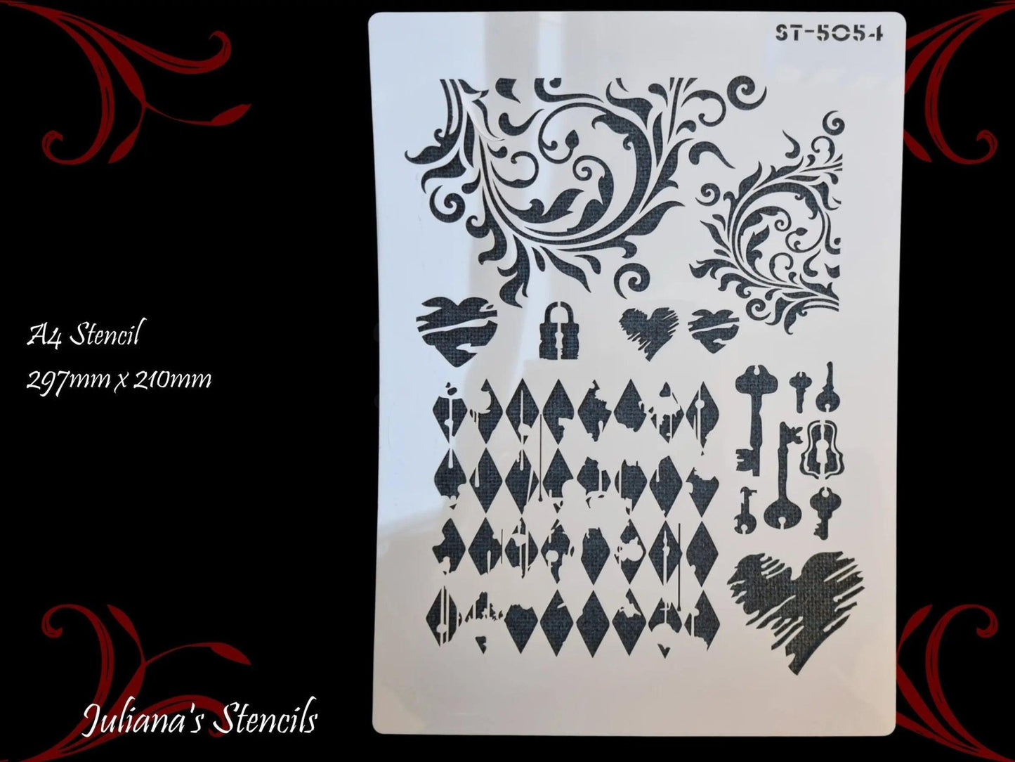 Keys & Locks vintage furniture paint stencil (A4 Size)-Vintique Concepts