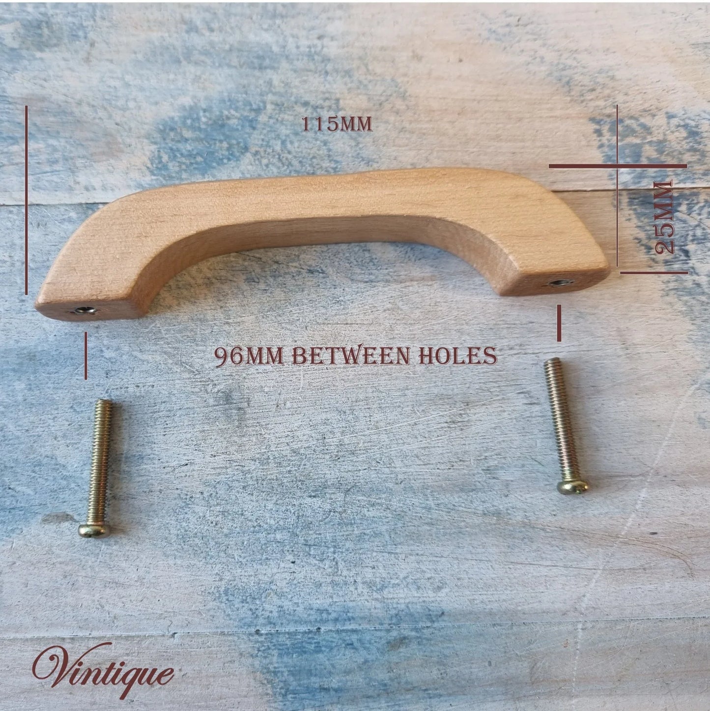 Lacquered Beach cupboard wooden handle 115mm Long - Vintique Concepts