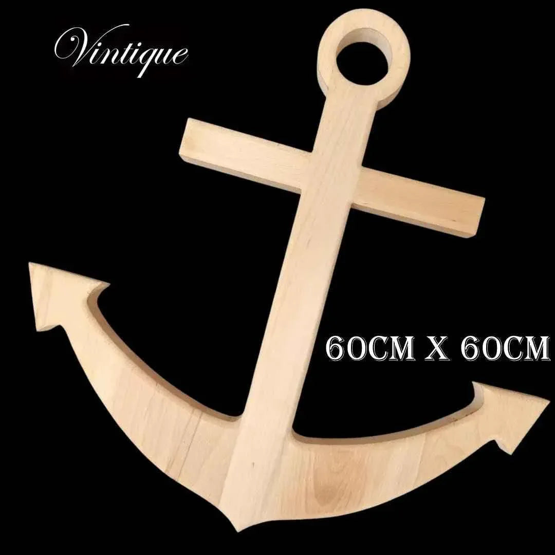 Large Carved wooden Anchor 60cm x 60cm - Vintique Concepts