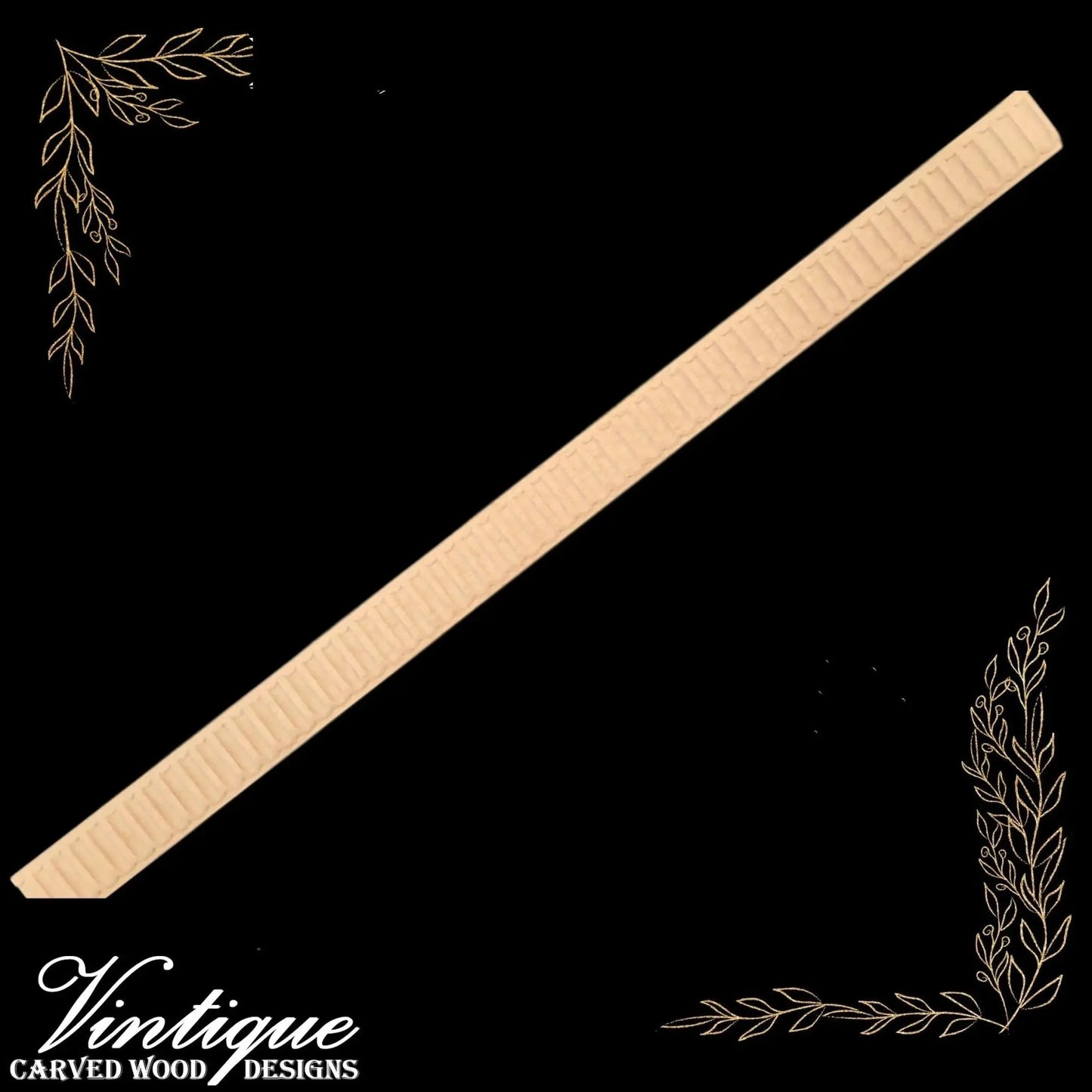 large Fluted Wood border / Furniture trim moulding 35mm wide - Vintique Concepts