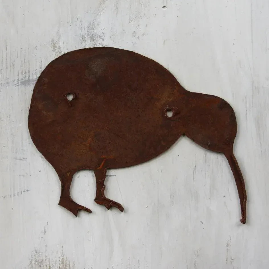 LARGE KIWI Bird Rusty Metal Decoration 225mm 150mm - Rusty Kiwi Bird Decoration - Vintique Concepts