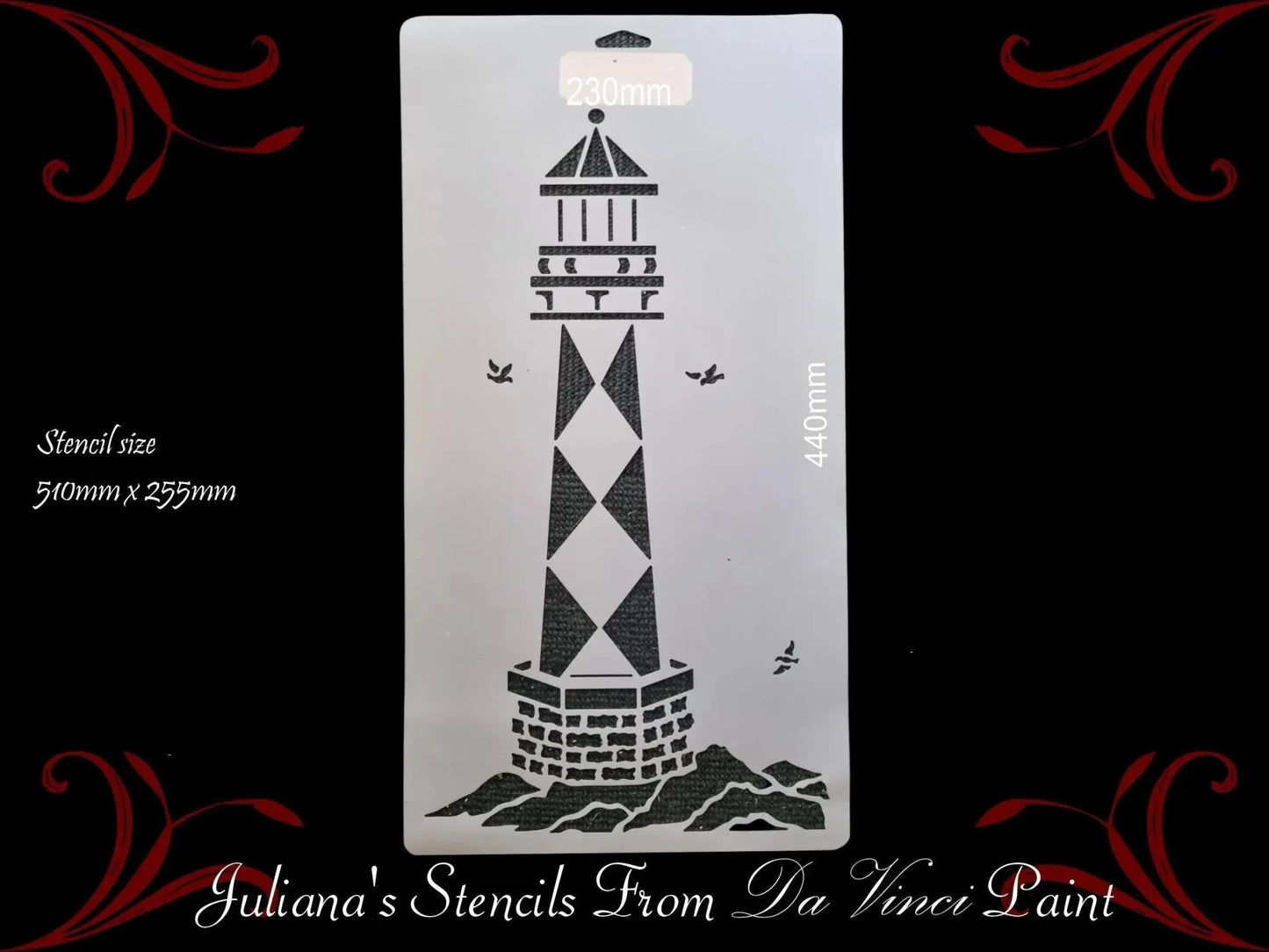 LARGE LIGHTHOUSE Childrens Wall & Furniture Paint Stencil 510mm x 255mm - Vintique Concepts