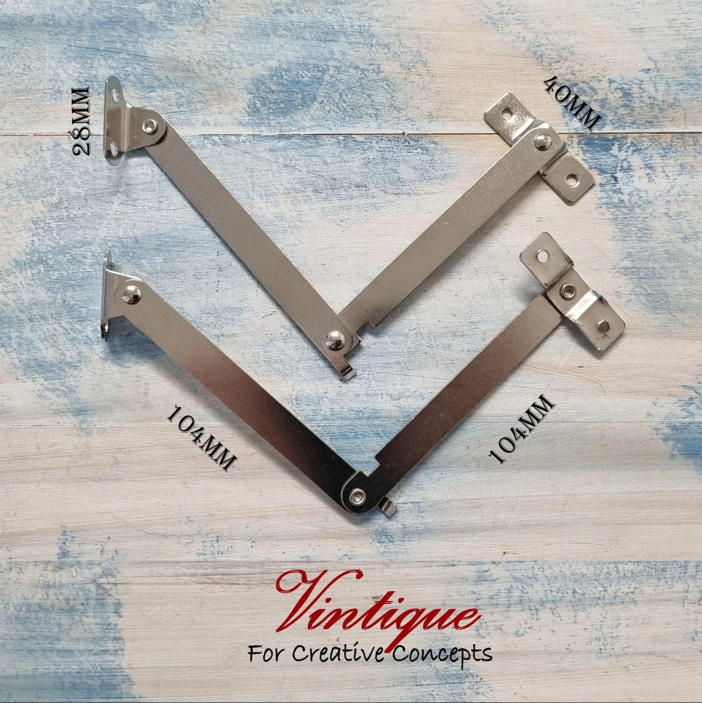 Lid Stay silver (Pair-Right & Left) 104mm arm-Vintique Concepts