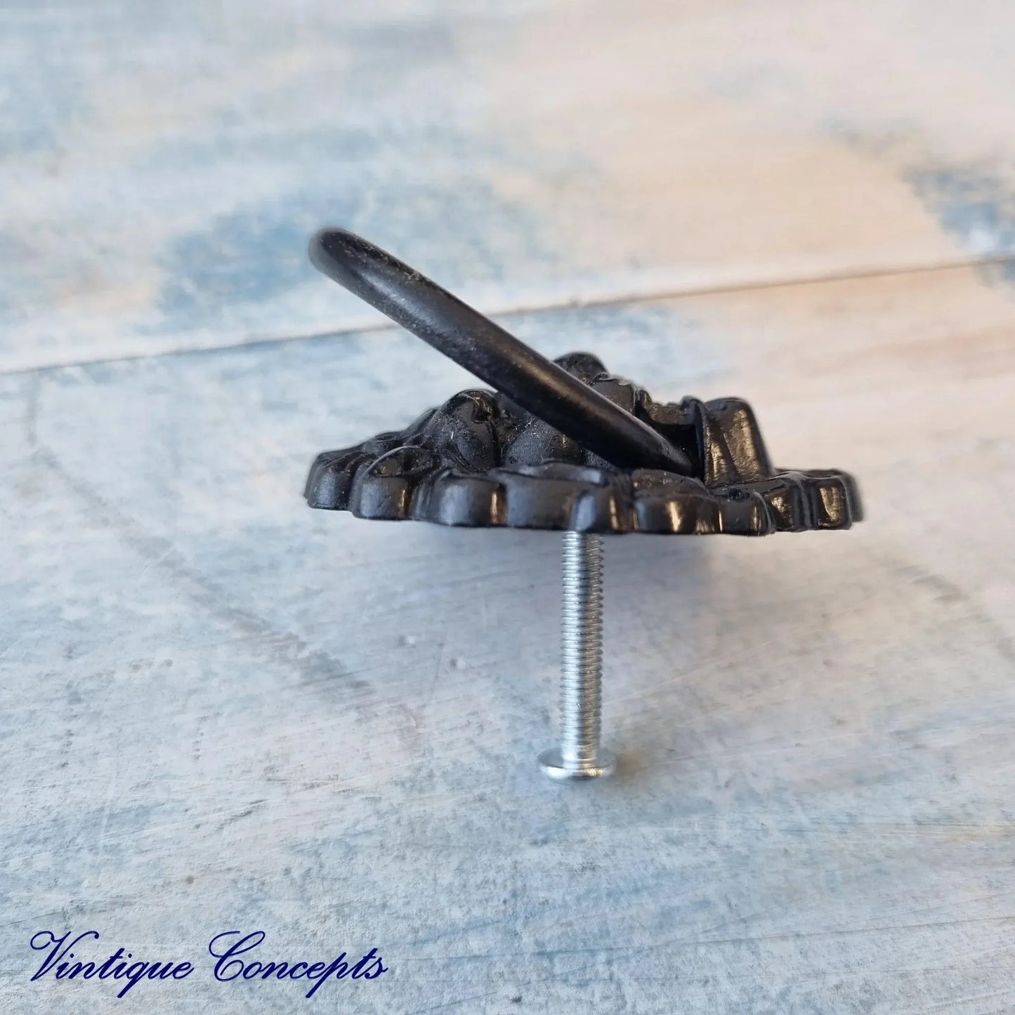 Lion Head Ring Drawer Pull BLACK- 43mm x 67mm - Vintique Concepts