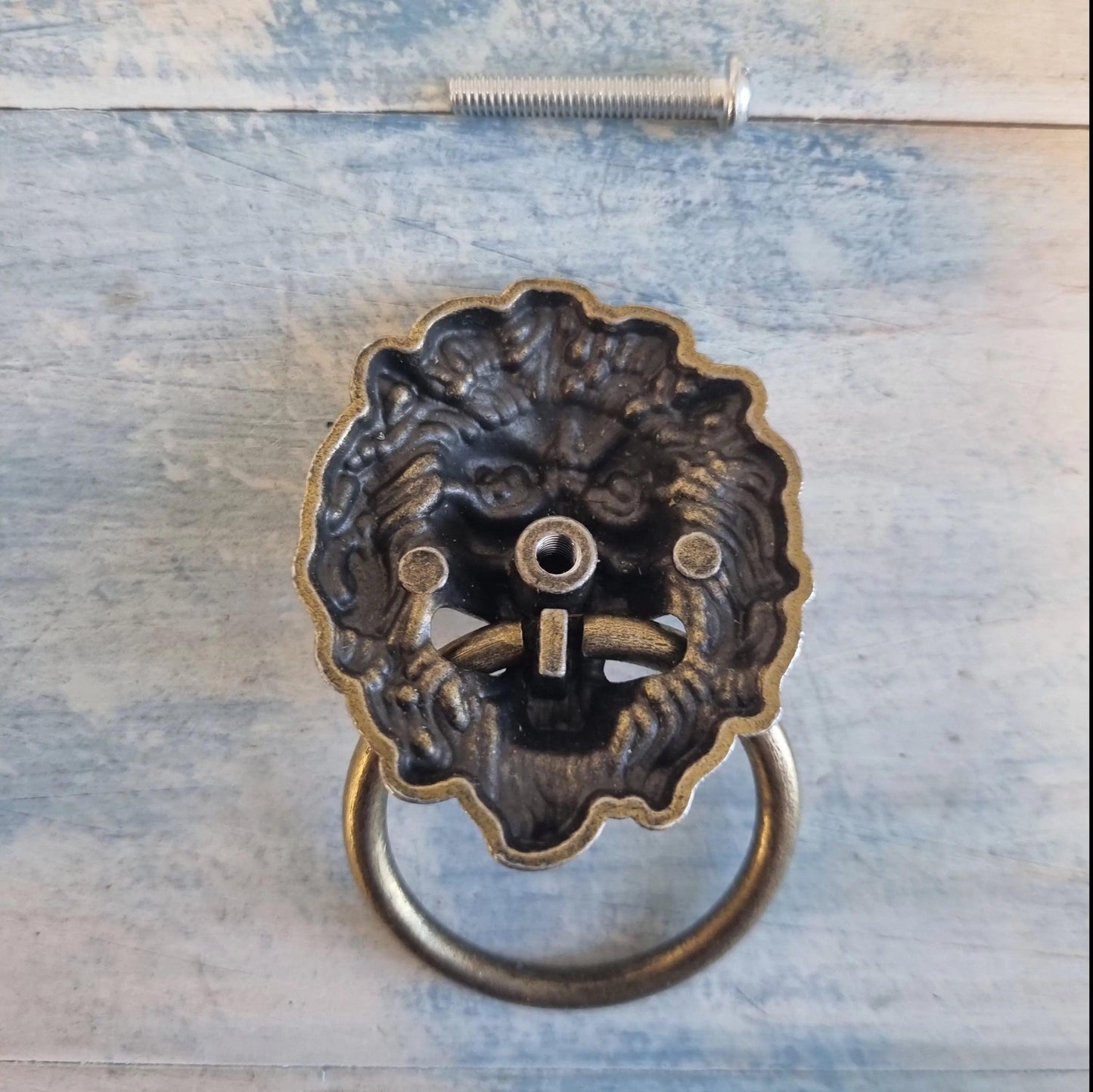 Lion Head Ring Pull Bronze- 43mm x 67mm-Vintique Concepts