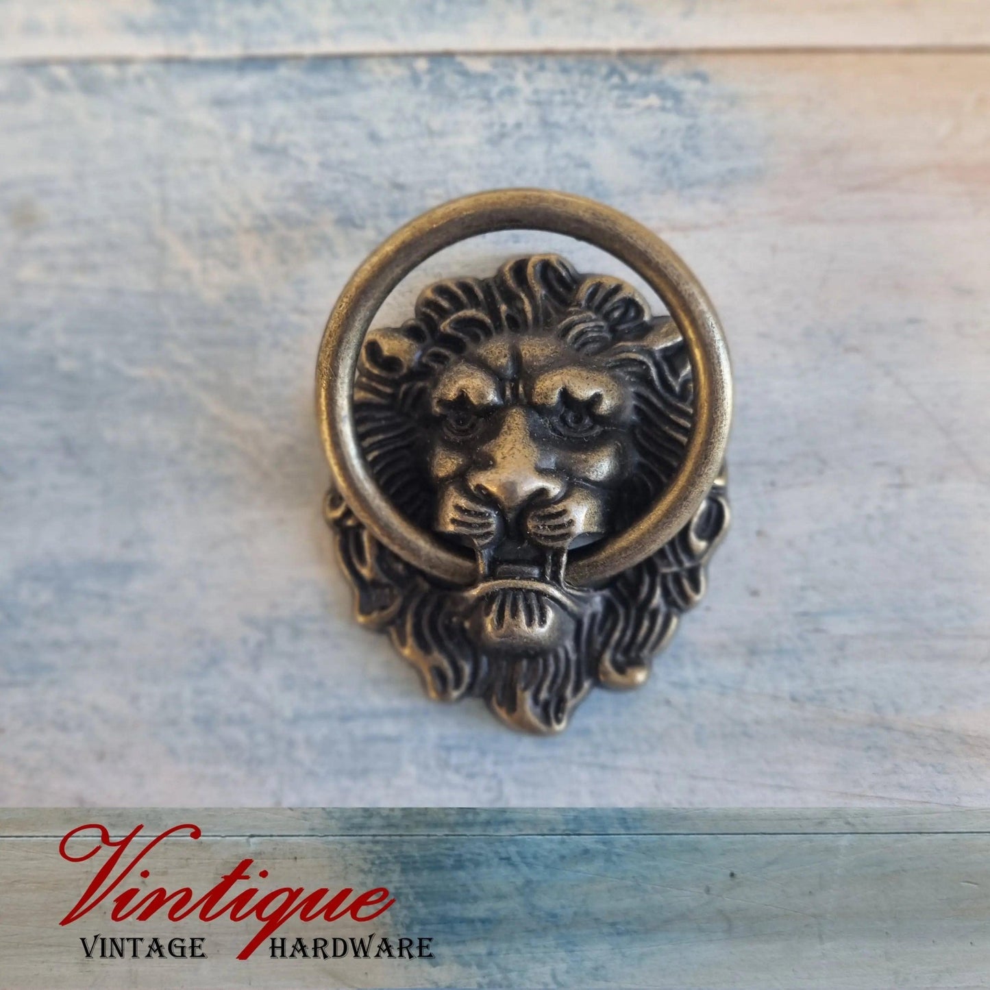 Lion Head Ring Pull Bronze- 43mm x 67mm-Vintique Concepts