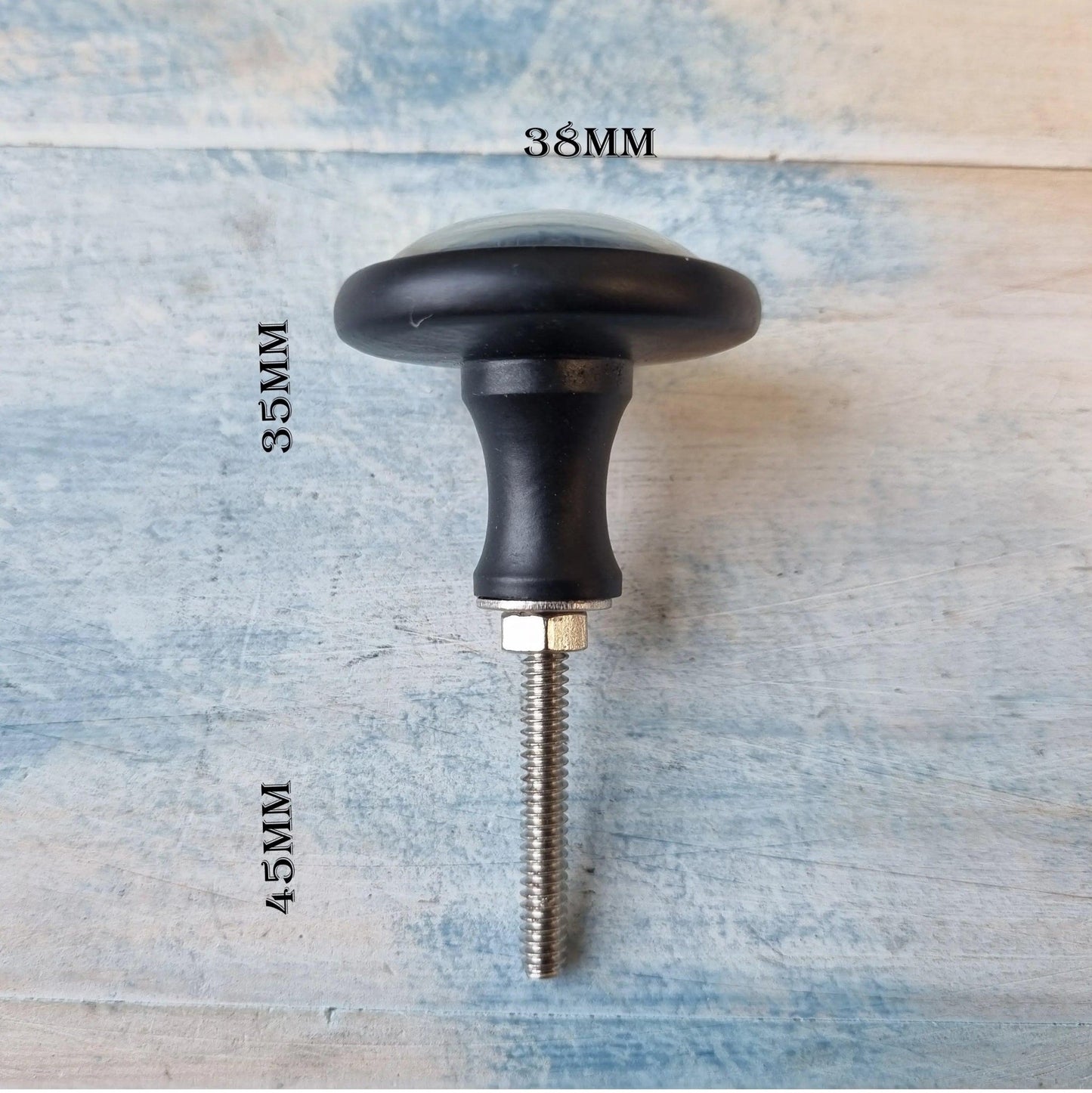 Lovely Flowers Vintage Black furniture drawer and cabinet Knob-38mm dia-Vintique Concepts