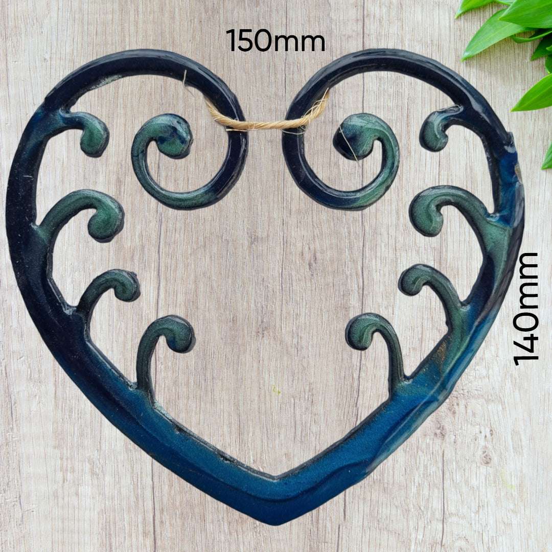 Mangopare Heart (hammerhead) maori epoxy metal art-Vintique Concepts