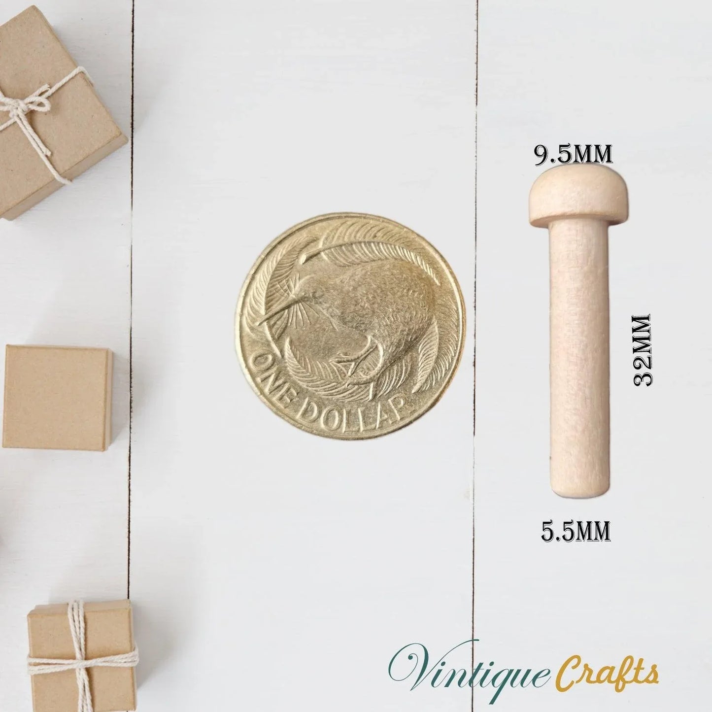 Maple wood wheel Axel Peg 5.5mm dia x 32mm long - Vintique Concepts