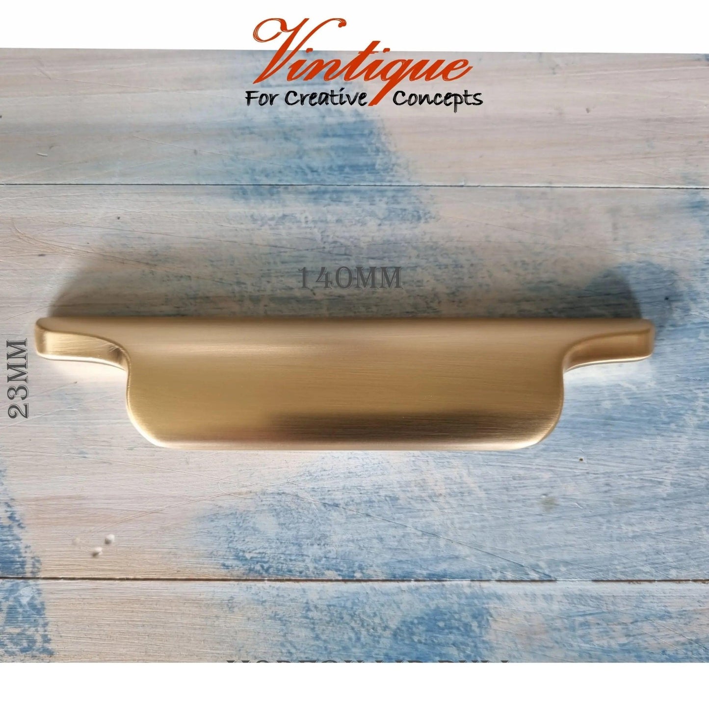 Modern heavy duty Lip Pull Cabinet Handle Satin Gold 140mm x 23mm-Vintique Concepts