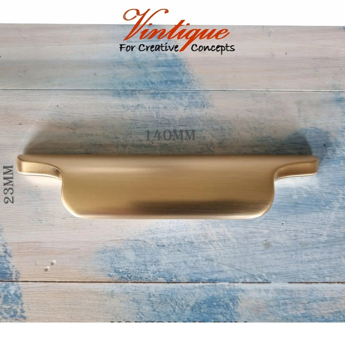 Modern Satin Gold Cabinet Handle Heavy Duty 140mm x 23mm - Vintique Concepts