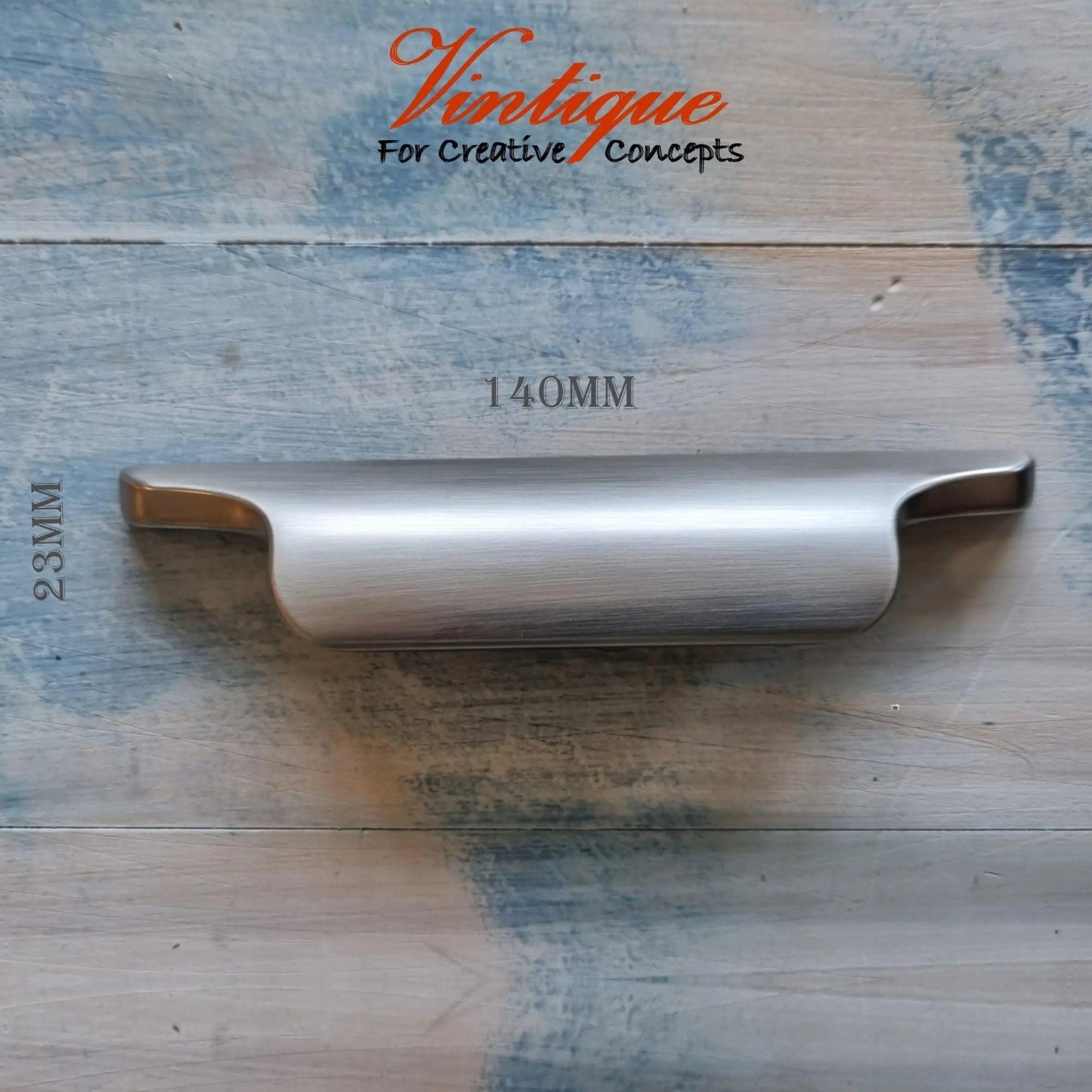 Modern heavy duty Lip Pull Cabinet Handle Satin Silver 140mm x 23mm-Vintique Concepts