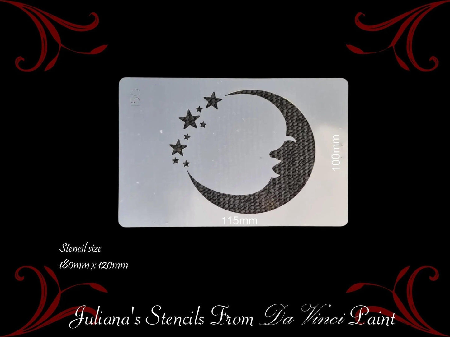 Moons and Stars Childrens Furniture Paint Stencil 120mm x 180mm-Vintique Concepts