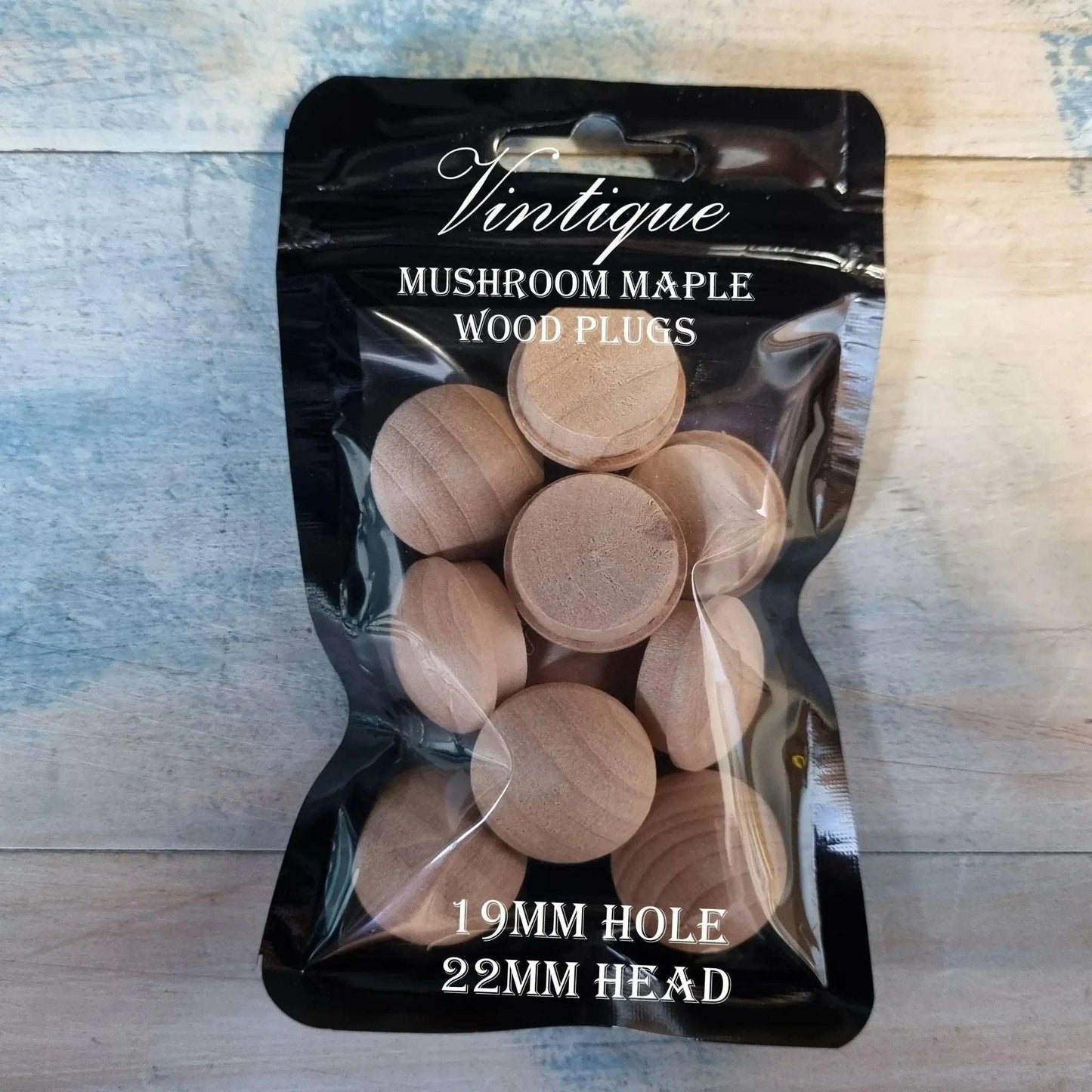 Mushroom Wood Plugs -Maple 9.5mm, 12.7mm & 19mm - Vintique Concepts