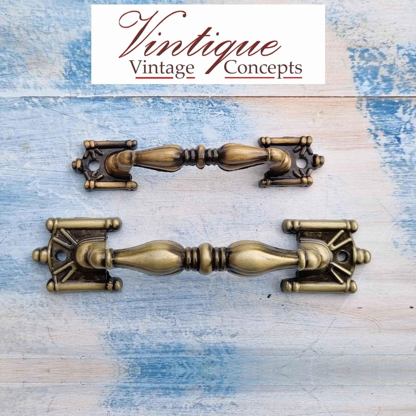 Old Gold Edwardian Cabinet or drawer handle 90mm - Vintique Concepts