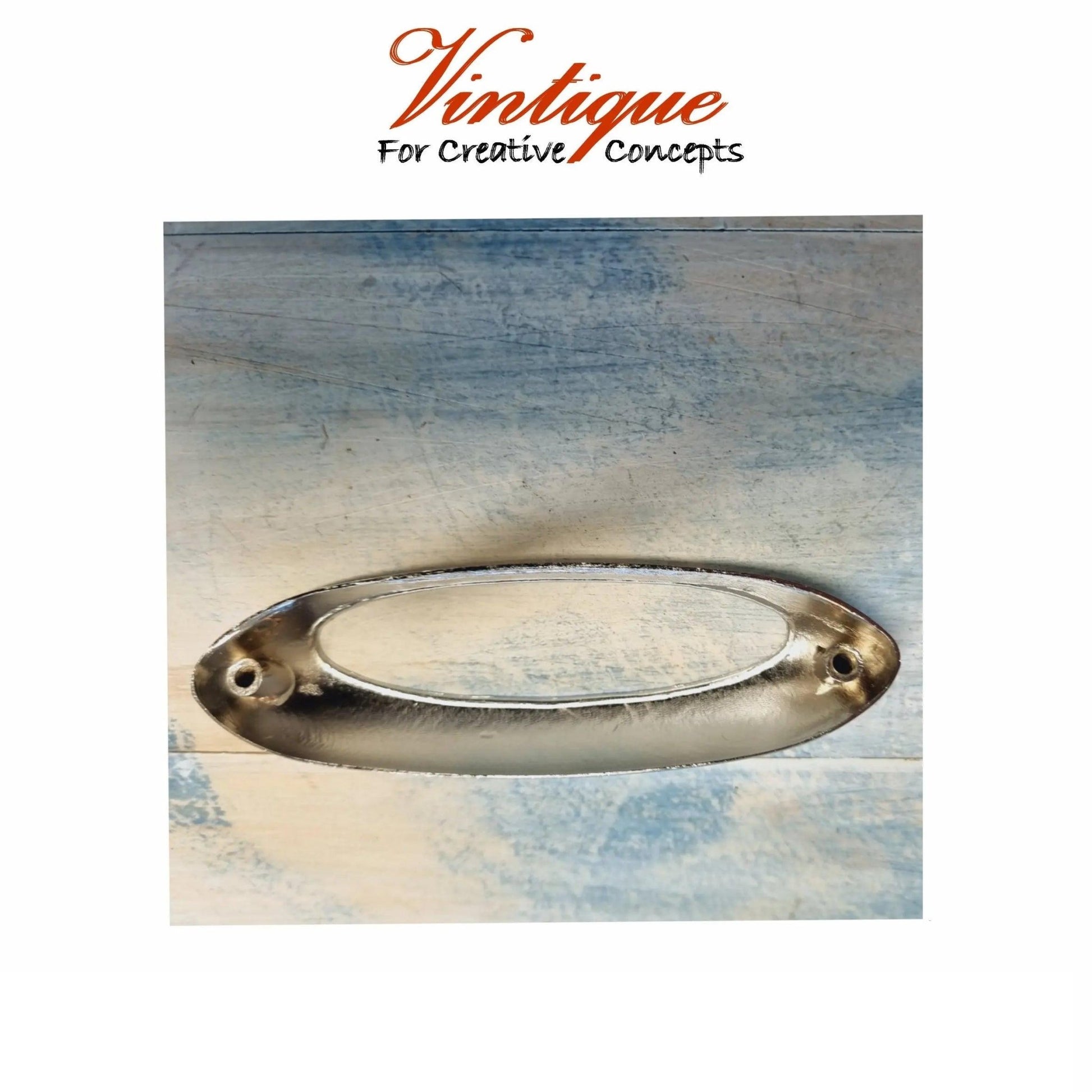 Oval silver (chome) cup pull drawer handle 114mm long-Vintique Concepts