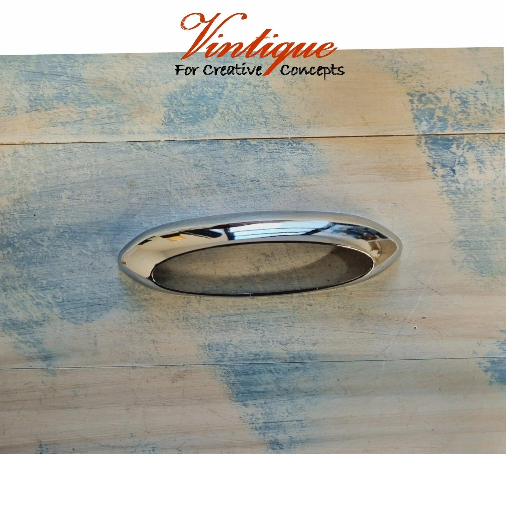 Oval silver (chome) cup pull drawer handle 114mm long-Vintique Concepts