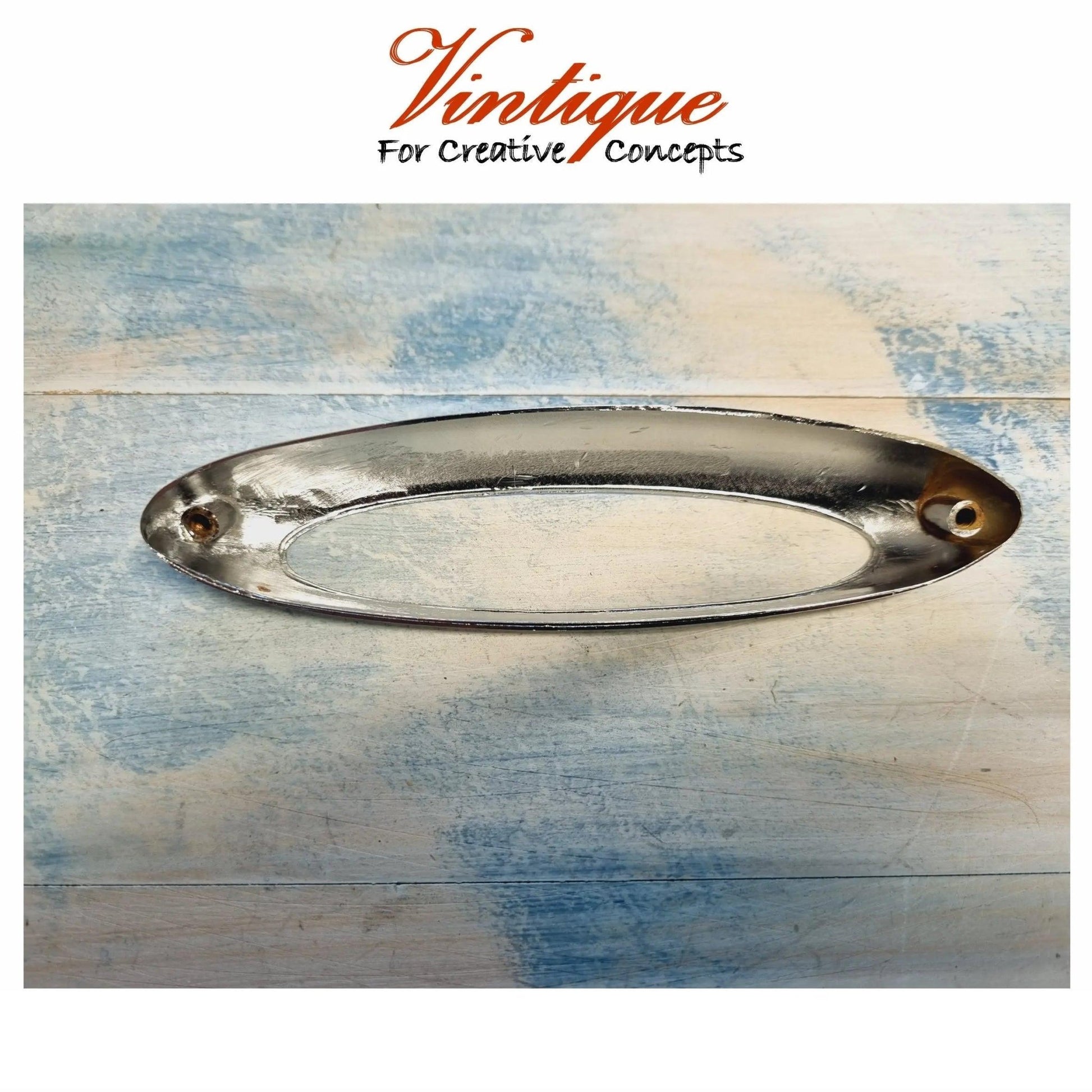 Oval silver (chome) cup pull drawer handle 147mm long-Vintique Concepts