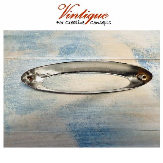 Oval silver (chome) cup pull drawer handle 147mm long-Vintique Concepts