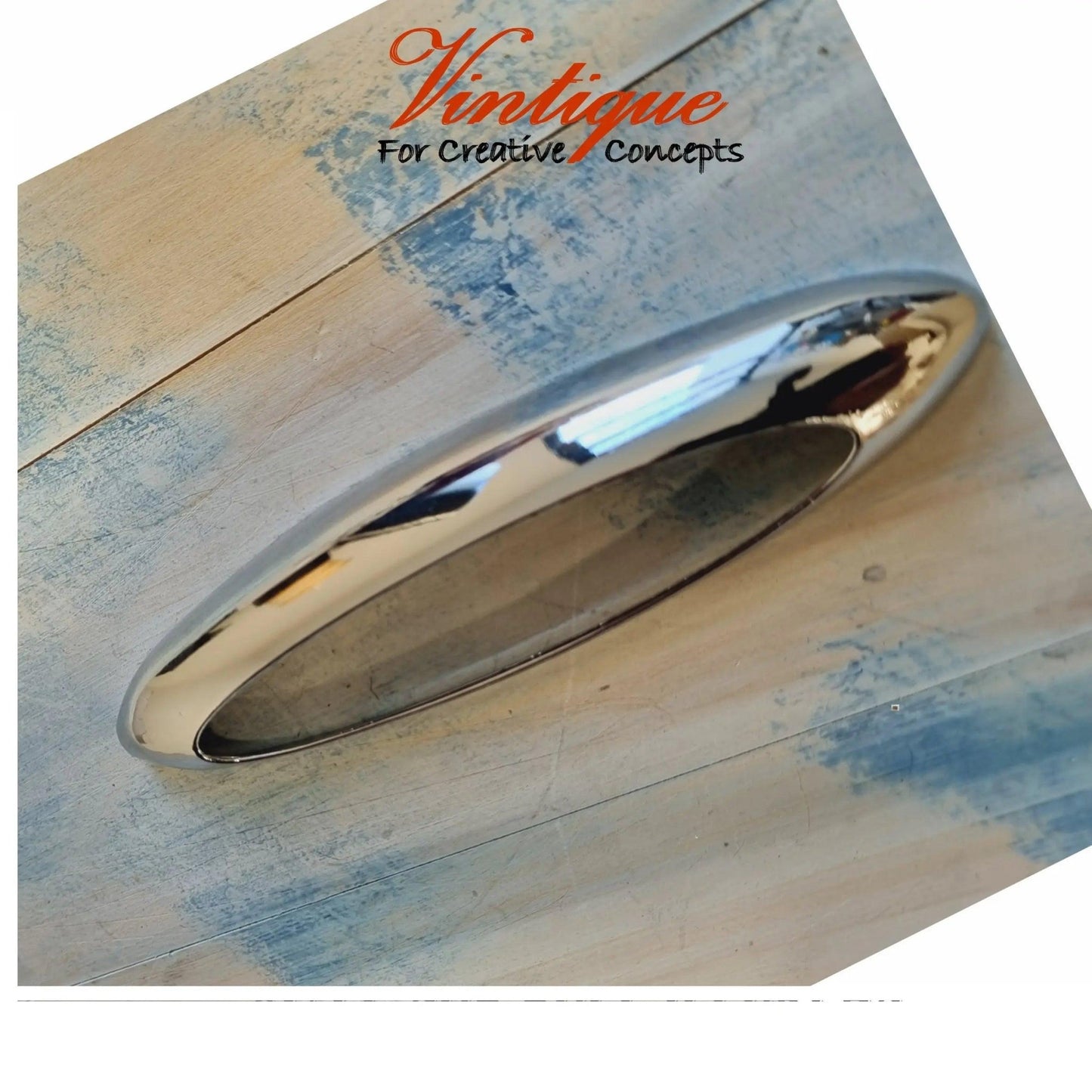 Oval silver (chome) cup pull drawer handle 147mm long-Vintique Concepts