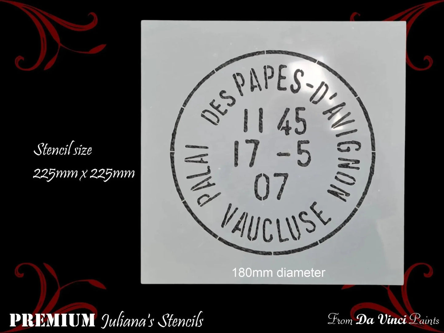 Pallais De papes Postage Vintage furniture Paint Stencil 180mm dia - Vintique Concepts