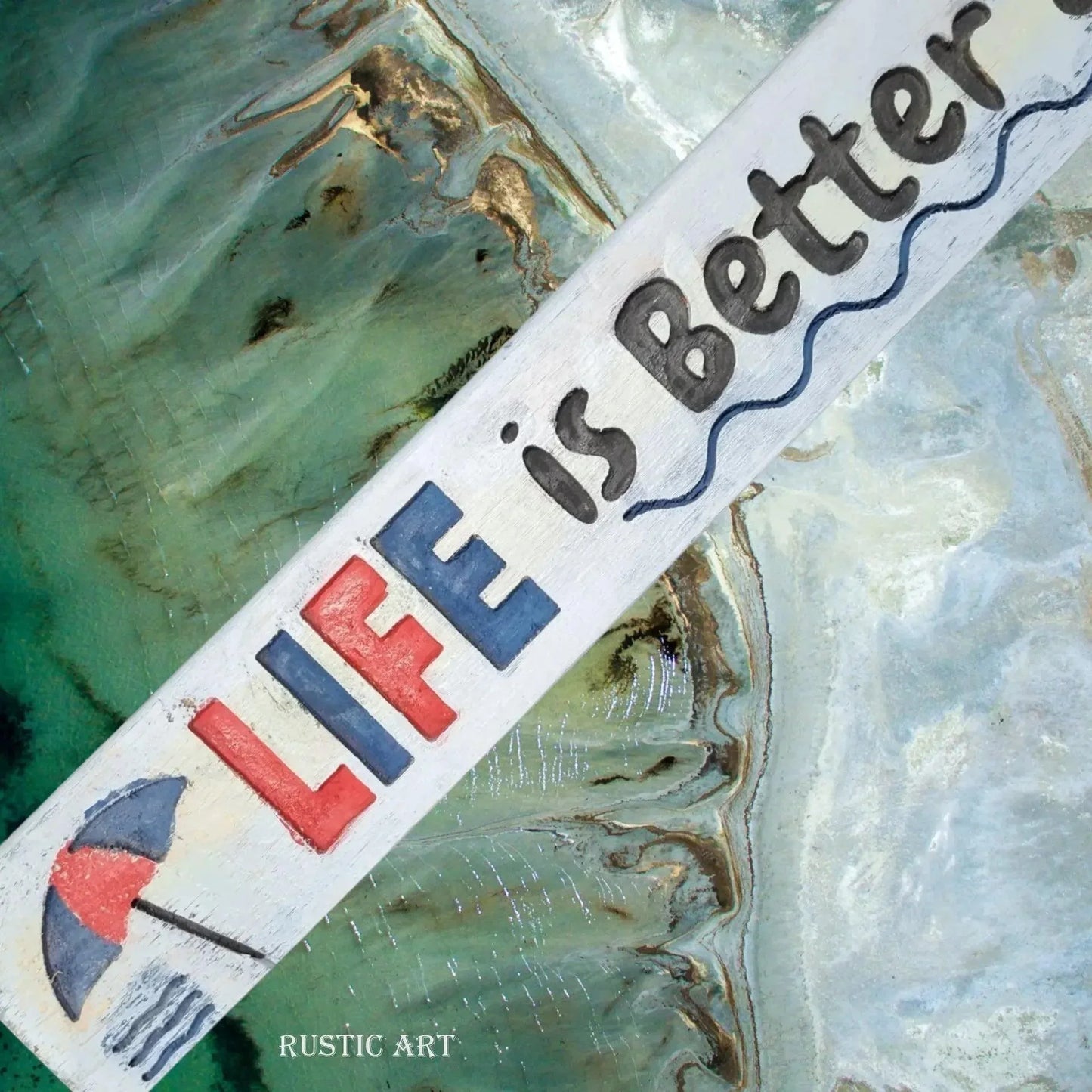 Pallet Wood Beach House sig LIFE IS BETTER AT THE BEACH 87cm x 10cm - Vintique Concepts
