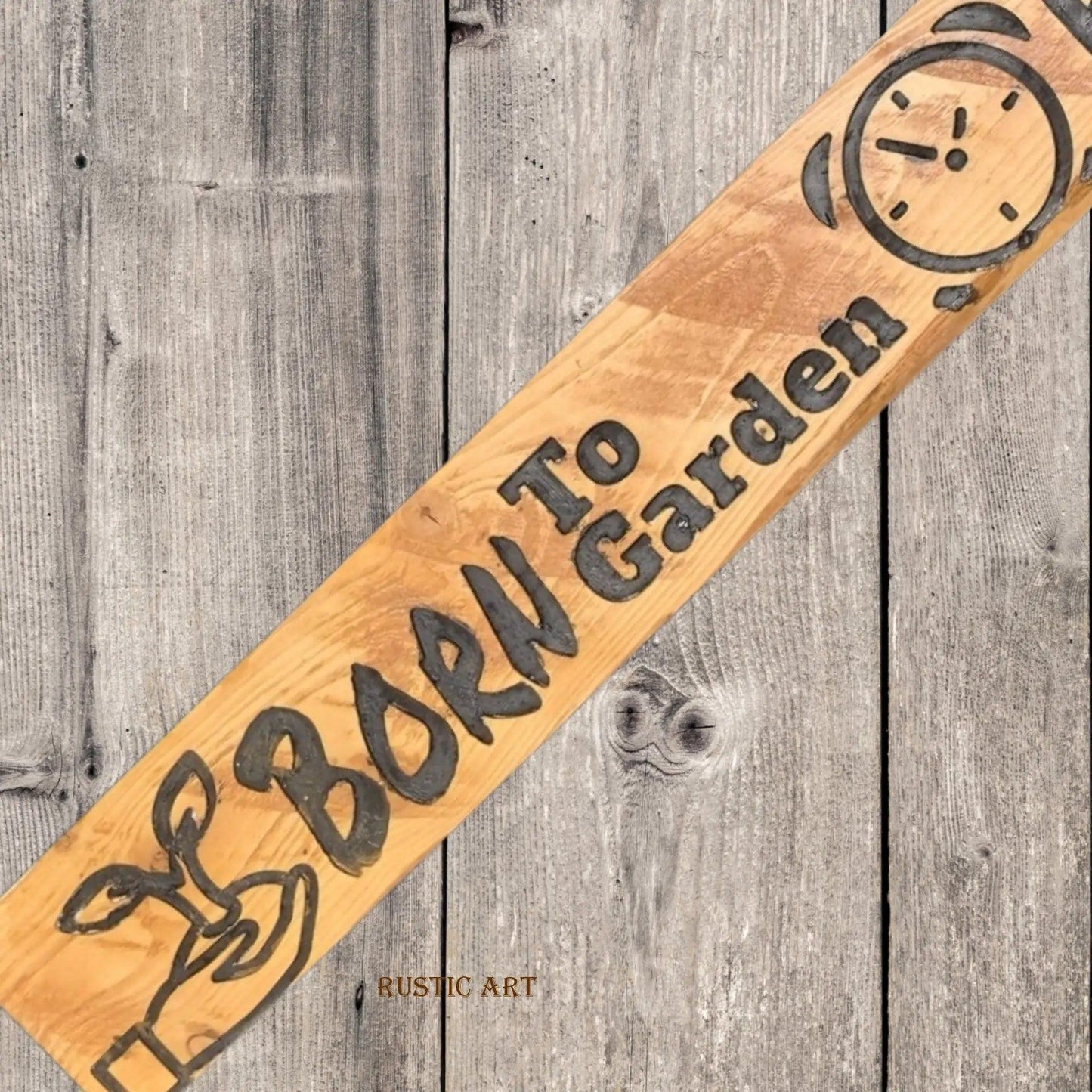Pallet Wood outdoor Sign BORN TO GARDEN 87cm x 10cm-Vintique Concepts