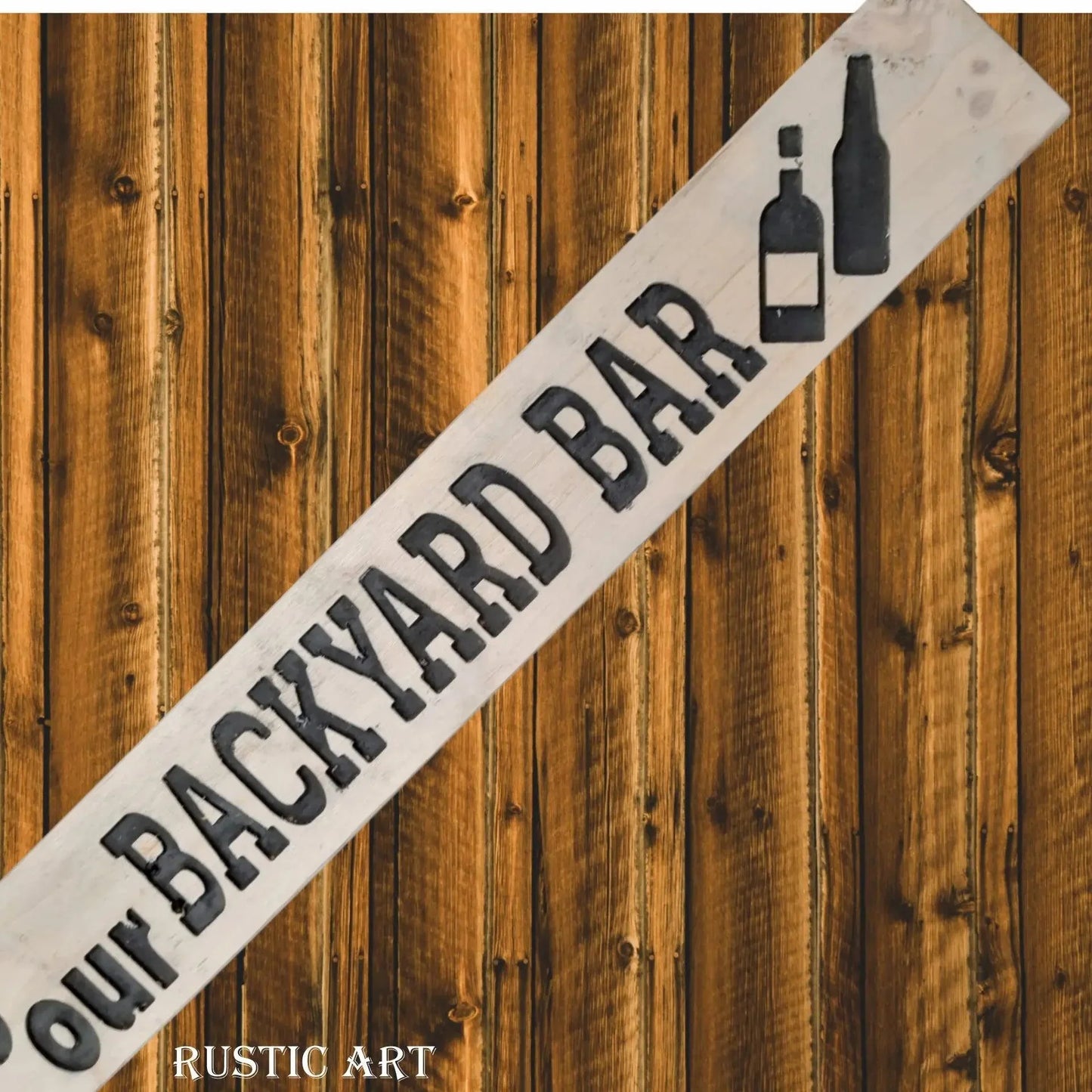 Pallet Wood Sign BACKYARD BAR 87cm x 10cm - Vintique Concepts