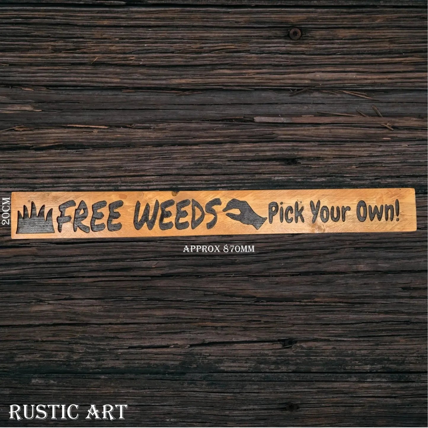 Pallet Wood Sign FREE WEEDS 87cm x 10cm - Vintique Concepts