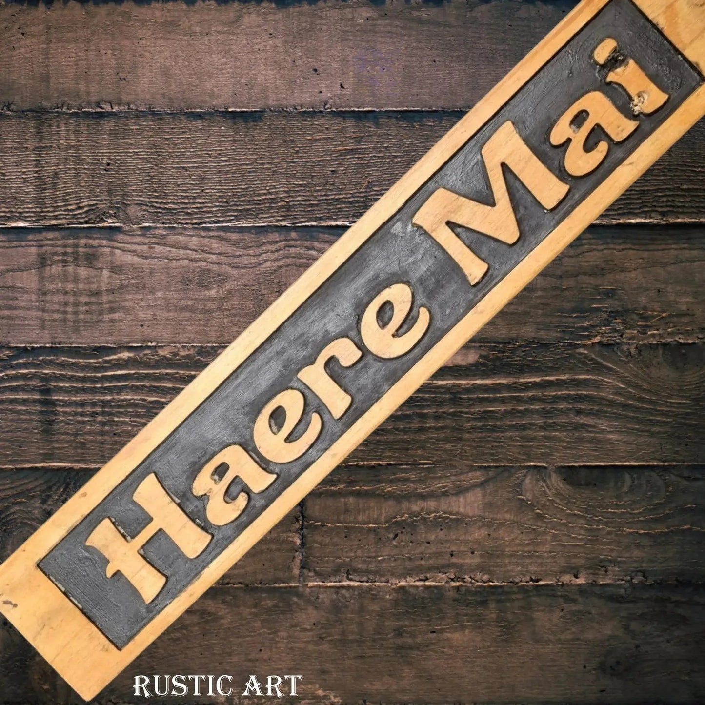 Pallet Wood Sign HAERE MAI 87cm x 10cm - Vintique Concepts