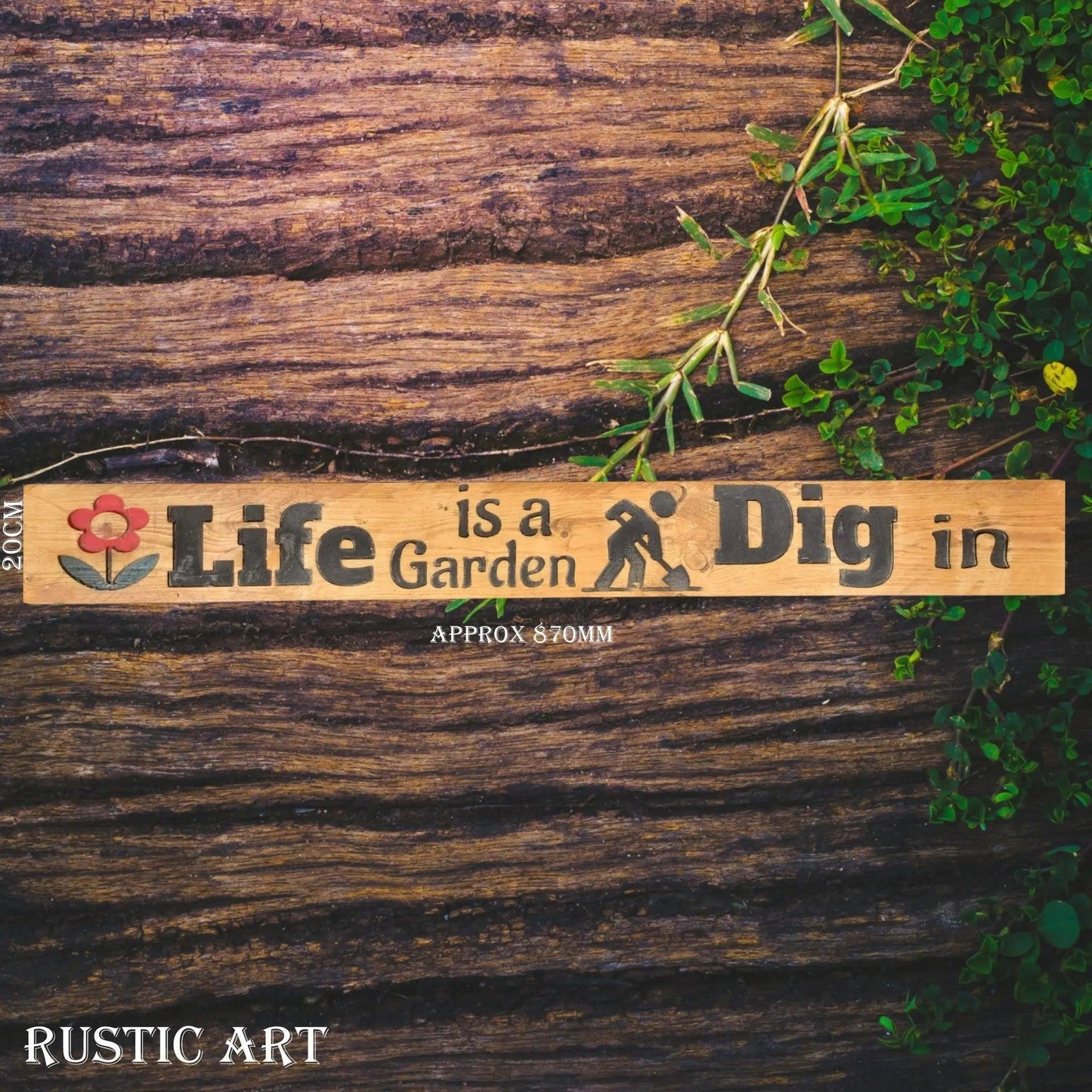 Pallet Wood Sign LIFE IS A GARDEN 87cm x 10cm - Vintique Concepts