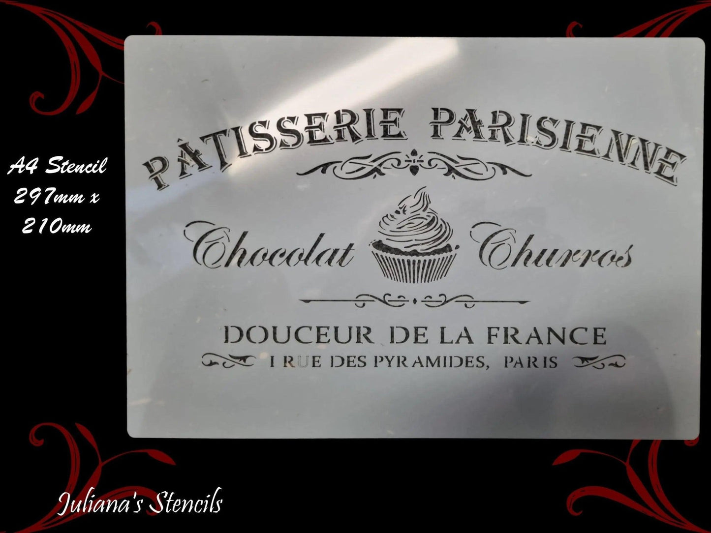 Patisserie Parisienne furniture French painting stencil (A4 Size)-Vintique Concepts