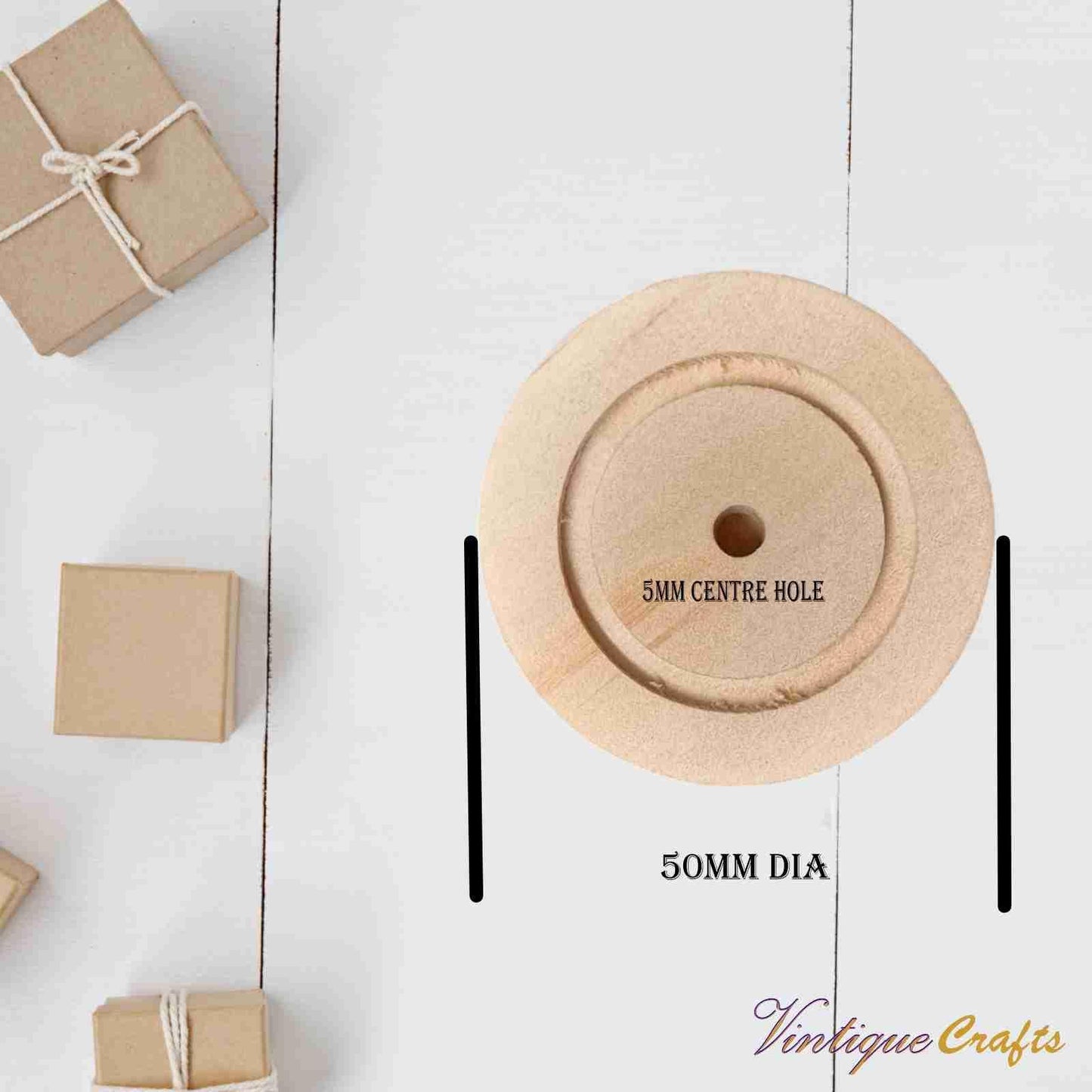 Pine Slab wood wheel with Groove 50mm 5mm centre for toys - Vintique Concepts